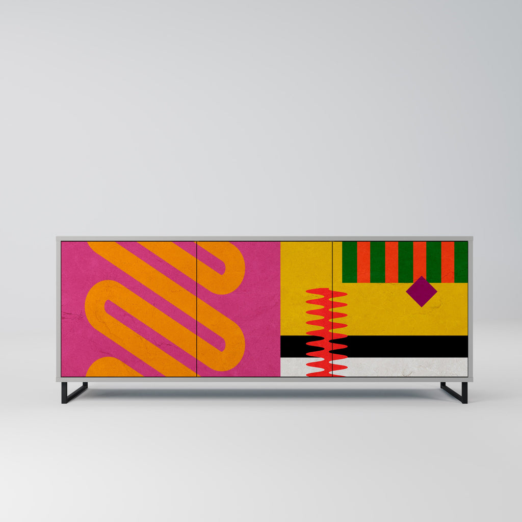 Buffet 3 portes VIVID ART finition grise