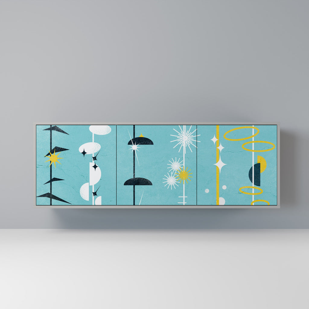 Buffet 3 portes PATHS TO HAPPINESS, finition grise