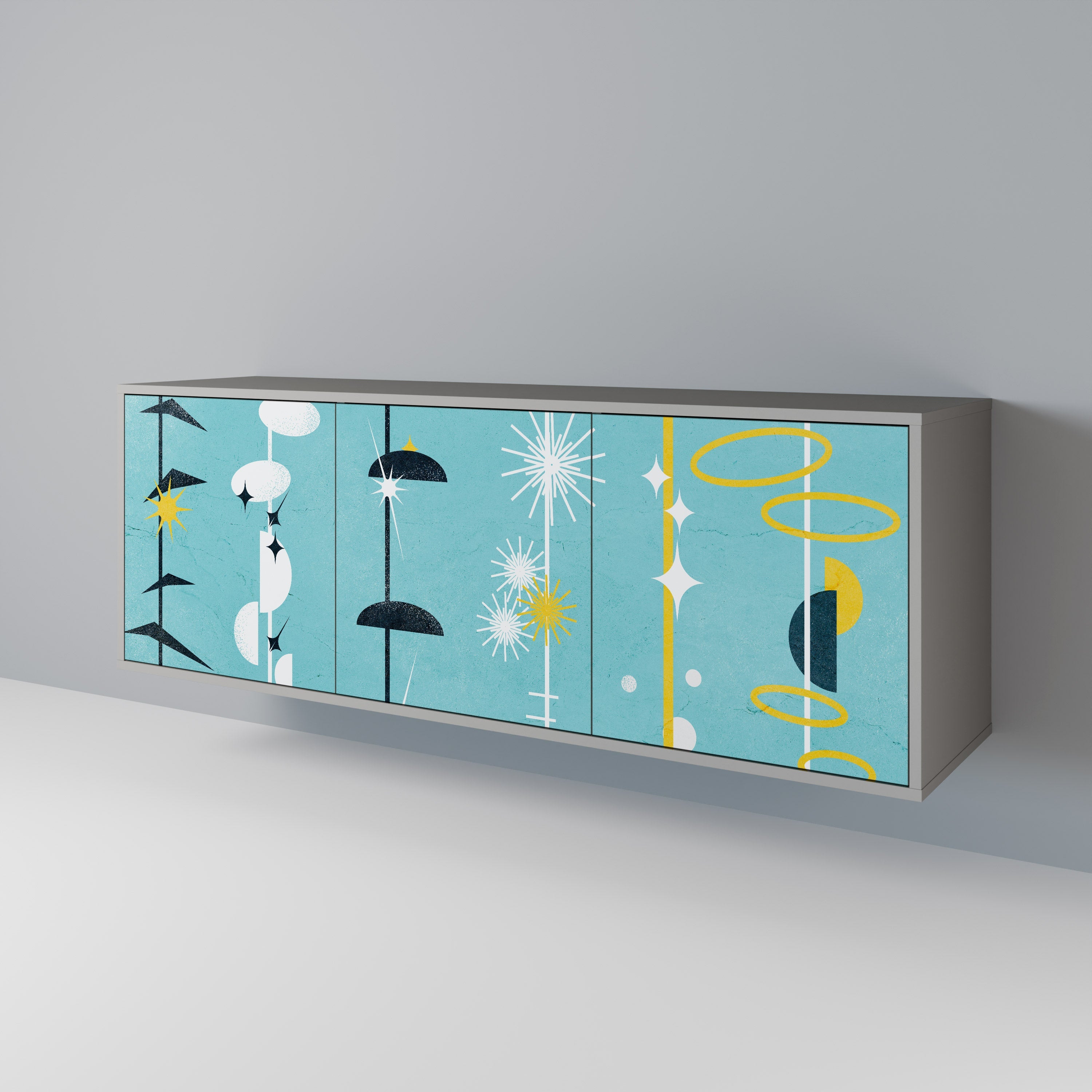 Buffet 3 portes PATHS TO HAPPINESS, finition grise