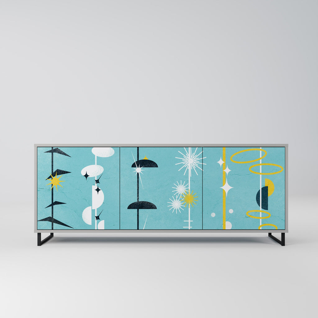 Buffet 3 portes PATHS TO HAPPINESS, finition grise