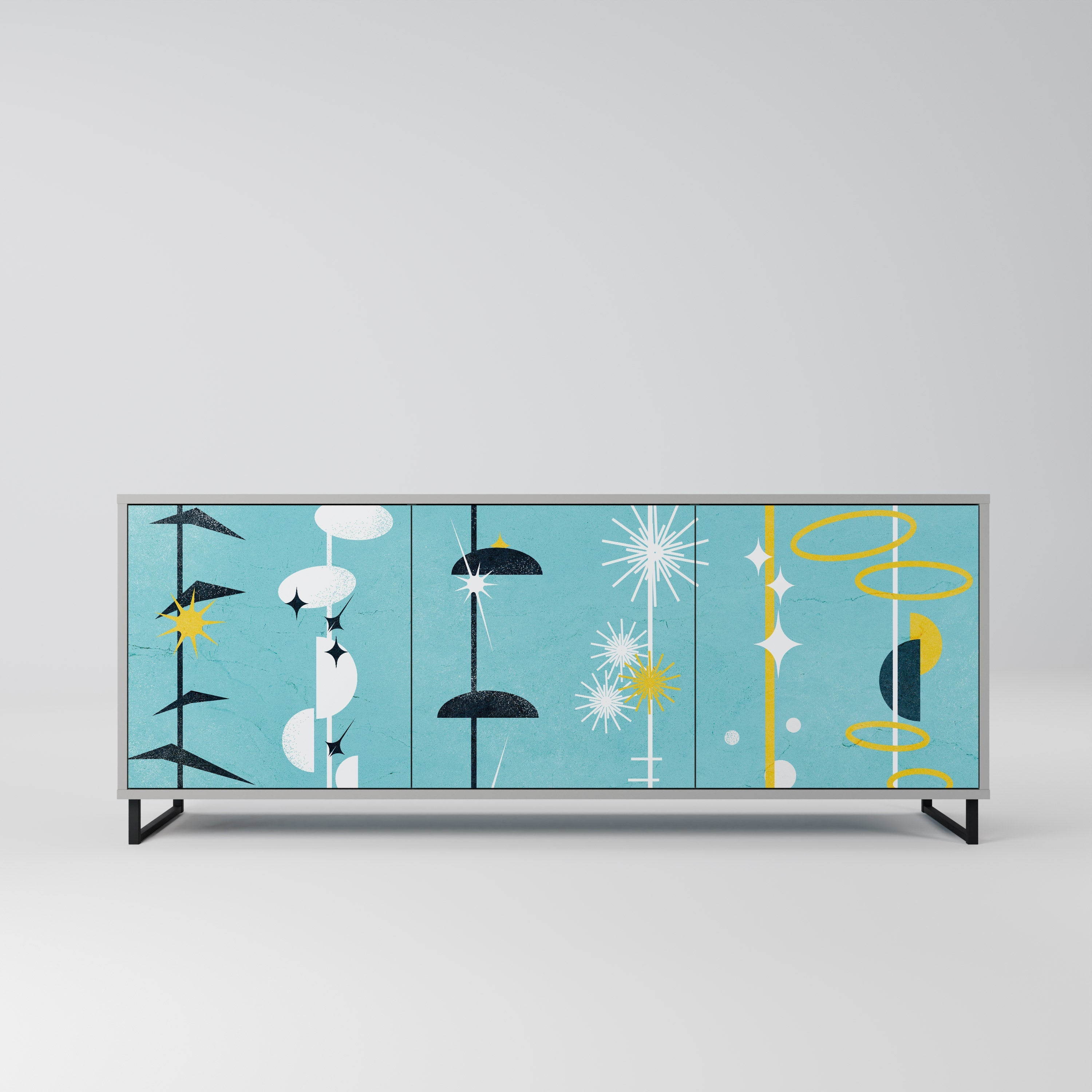 Buffet 3 portes PATHS TO HAPPINESS, finition grise