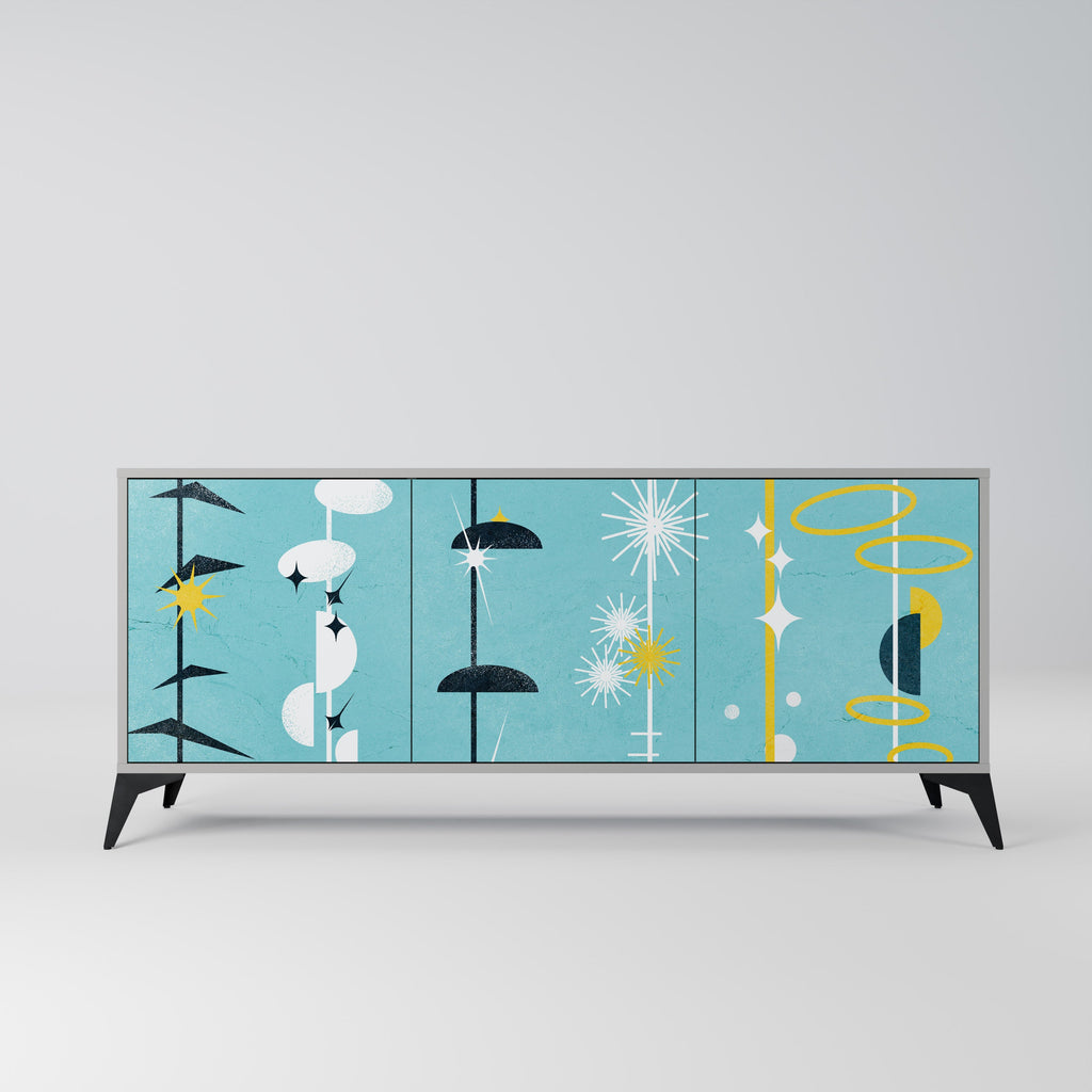 Buffet 3 portes PATHS TO HAPPINESS, finition grise