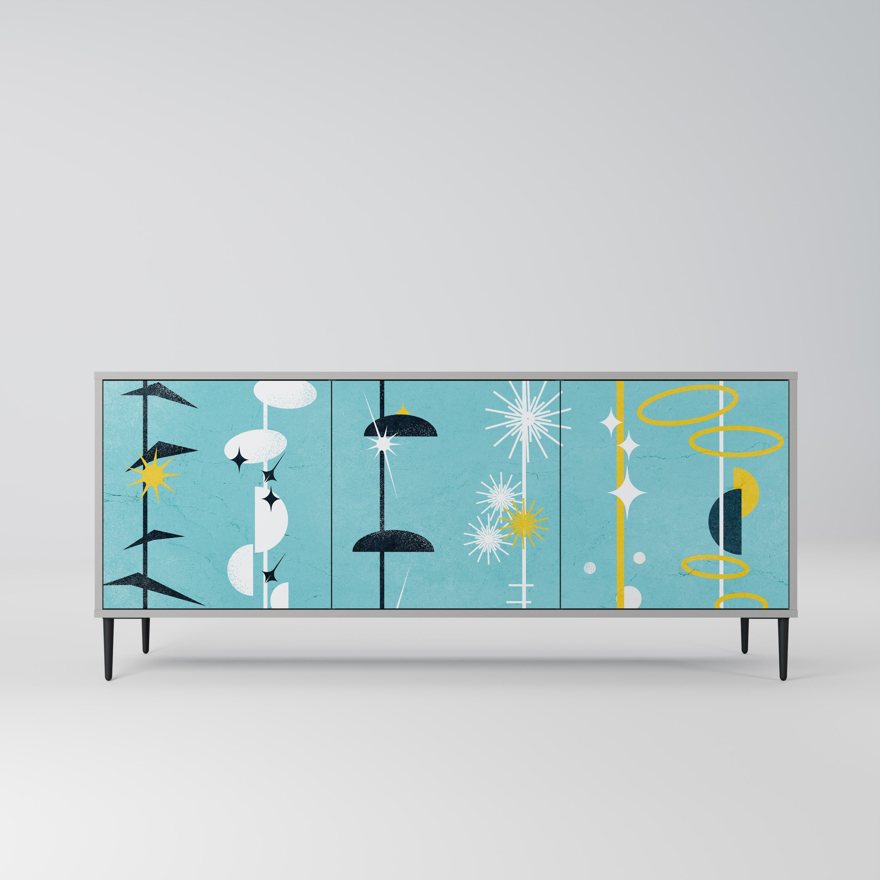 Buffet 3 portes PATHS TO HAPPINESS, finition grise