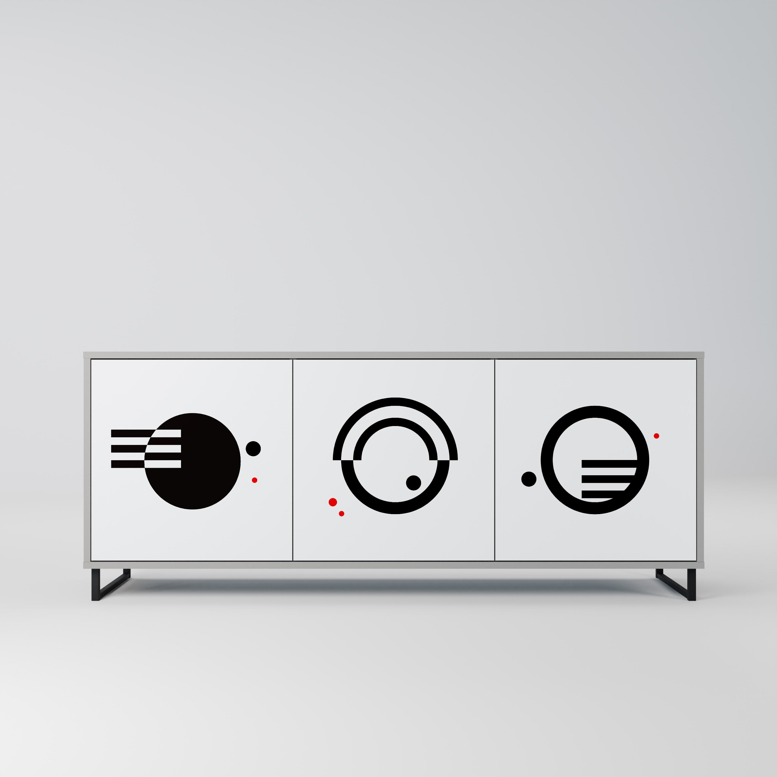 Buffet 3 portes noir et blanc en finition grise