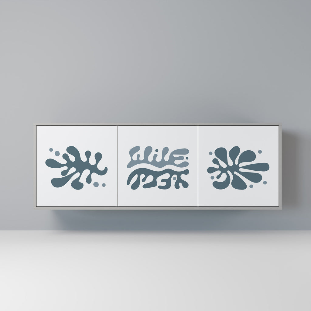 Buffet 3 portes WONDERLAND VEGETATION en finition grise