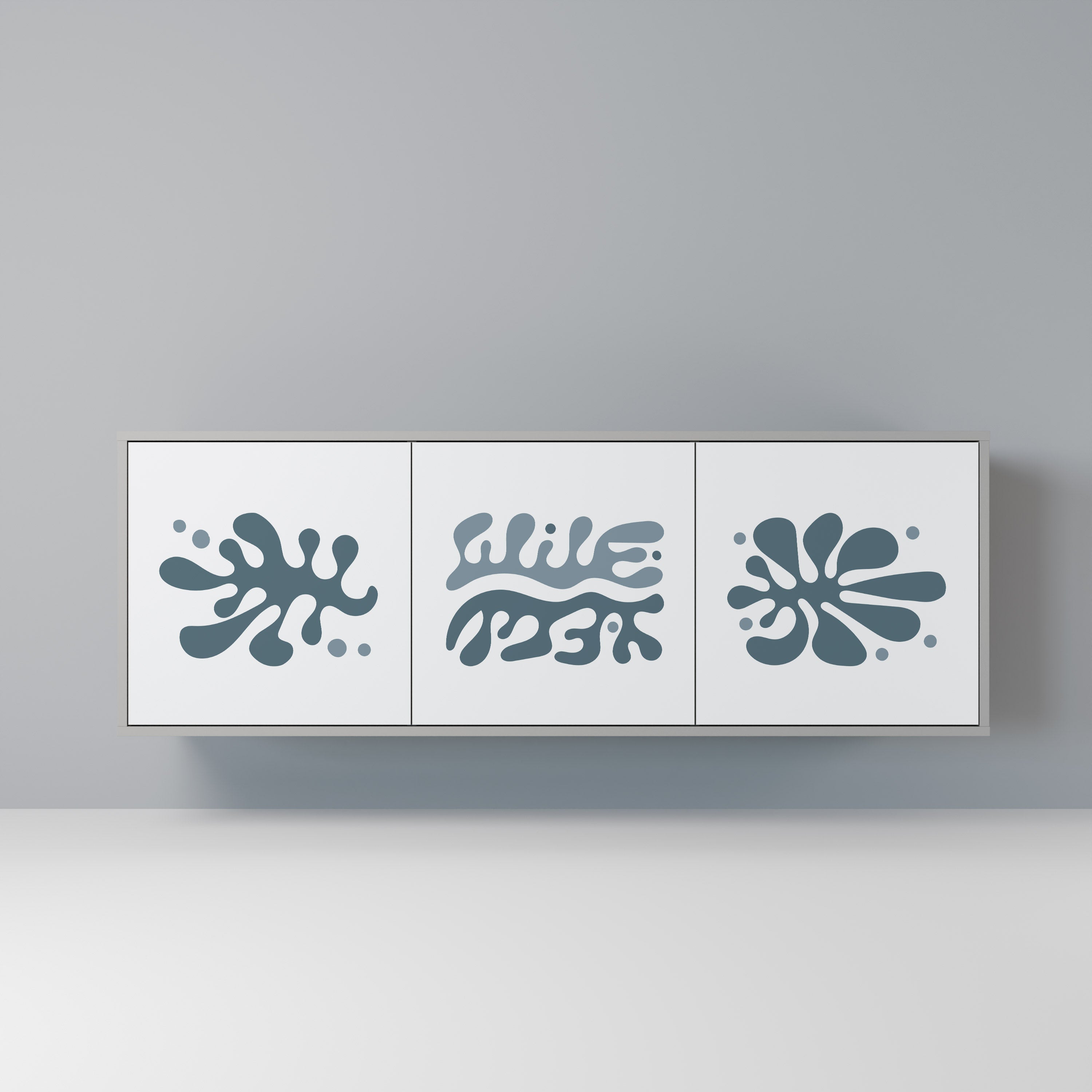 Buffet 3 portes WONDERLAND VEGETATION en finition grise