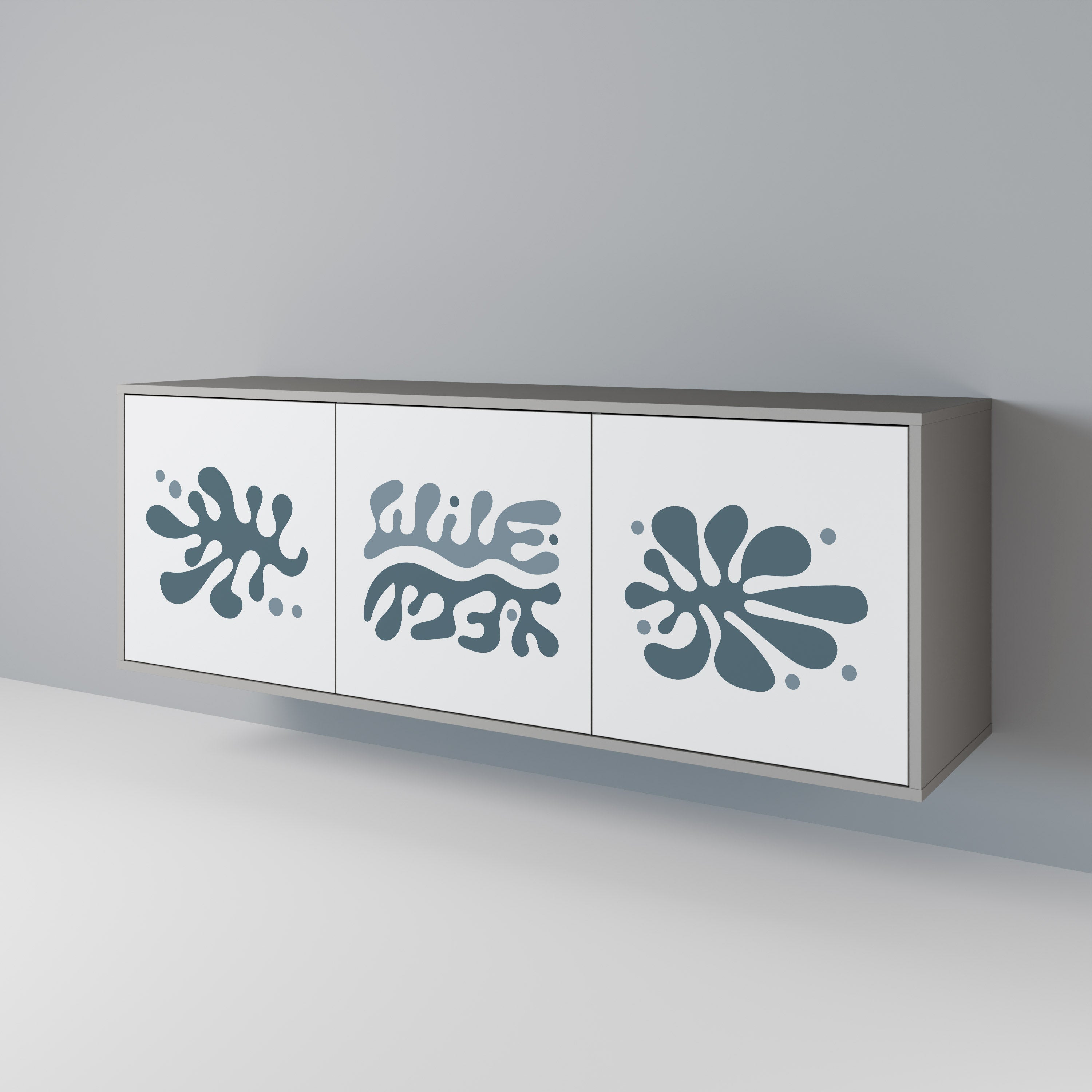 Buffet 3 portes WONDERLAND VEGETATION en finition grise