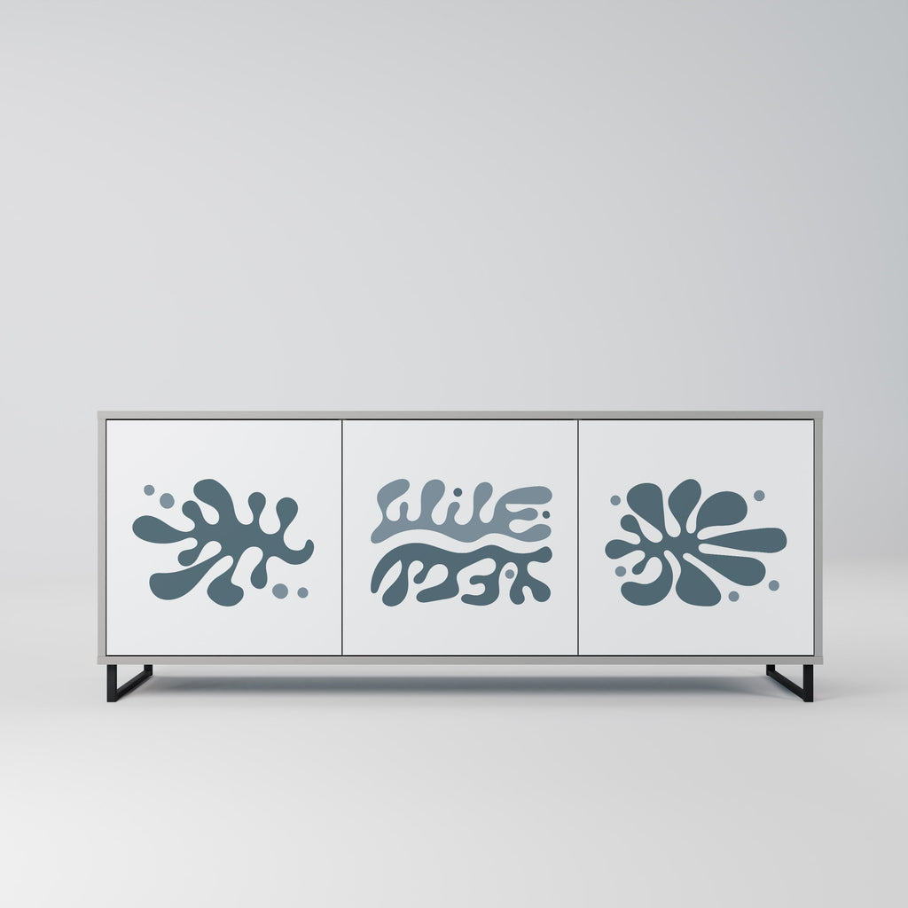 Buffet 3 portes WONDERLAND VEGETATION en finition grise