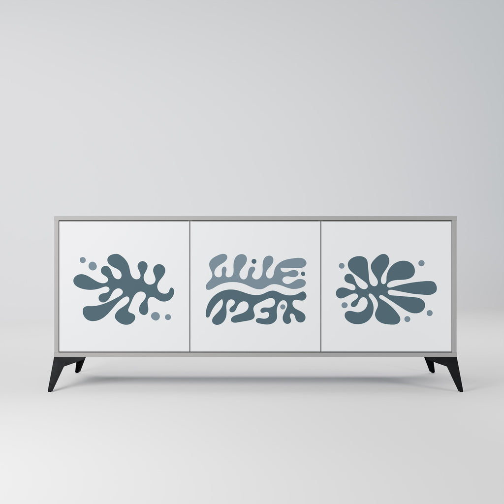 Buffet 3 portes WONDERLAND VEGETATION en finition grise