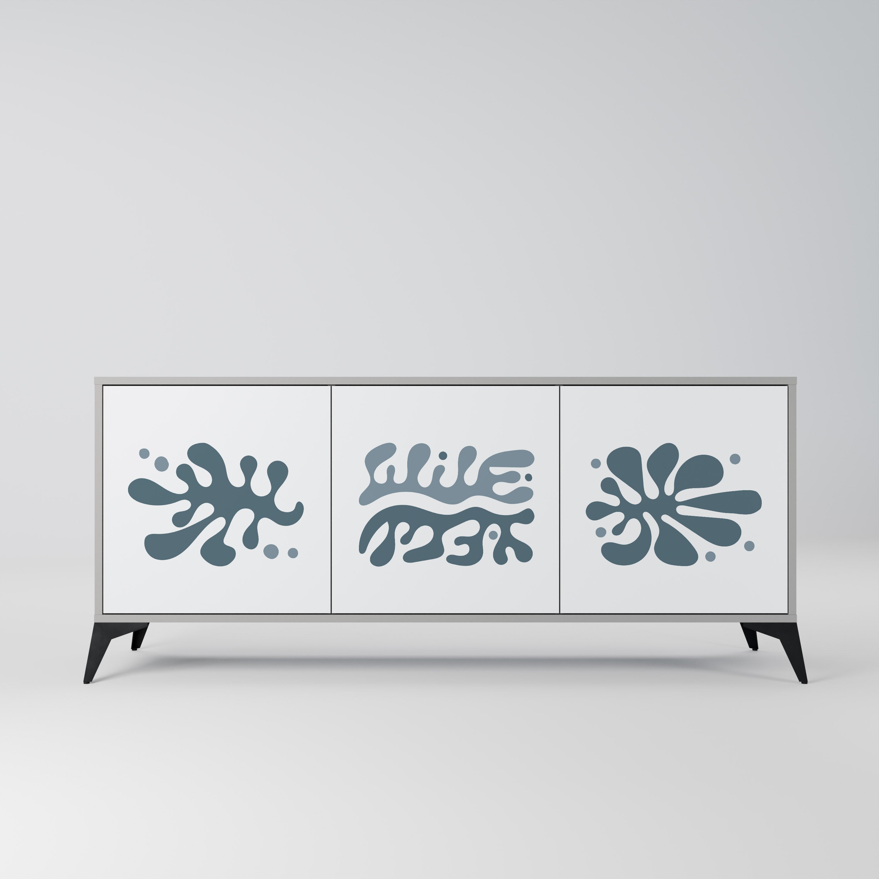 Buffet 3 portes WONDERLAND VEGETATION en finition grise