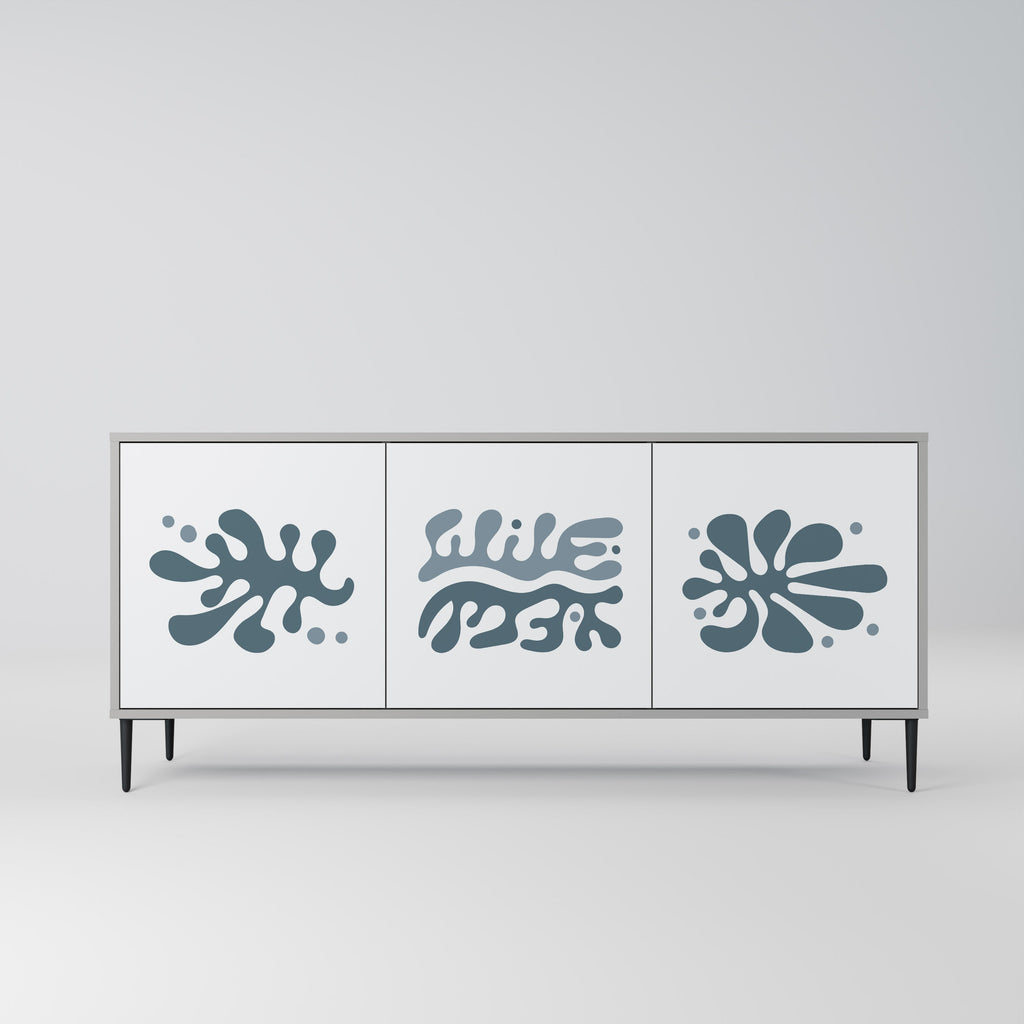 Buffet 3 portes WONDERLAND VEGETATION en finition grise