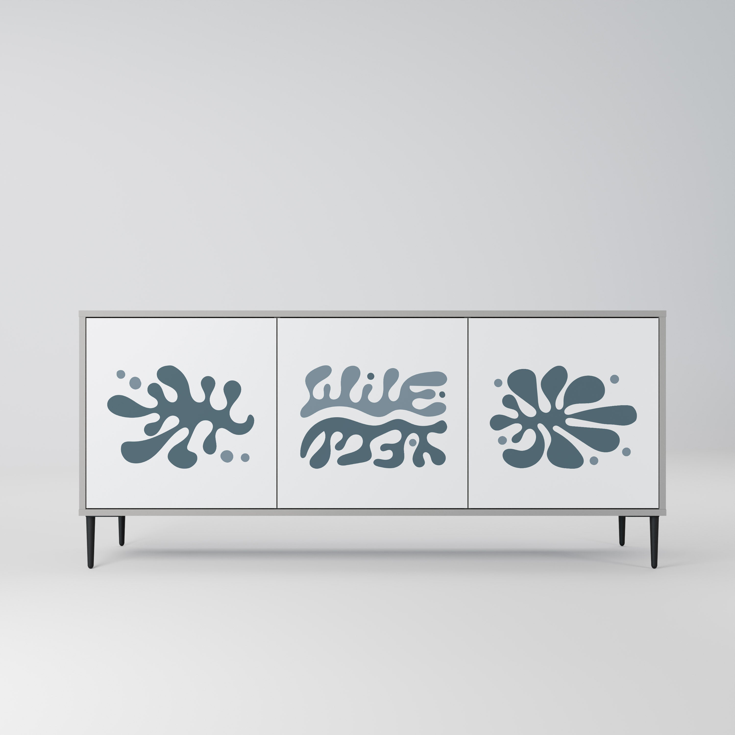 Buffet 3 portes WONDERLAND VEGETATION en finition grise