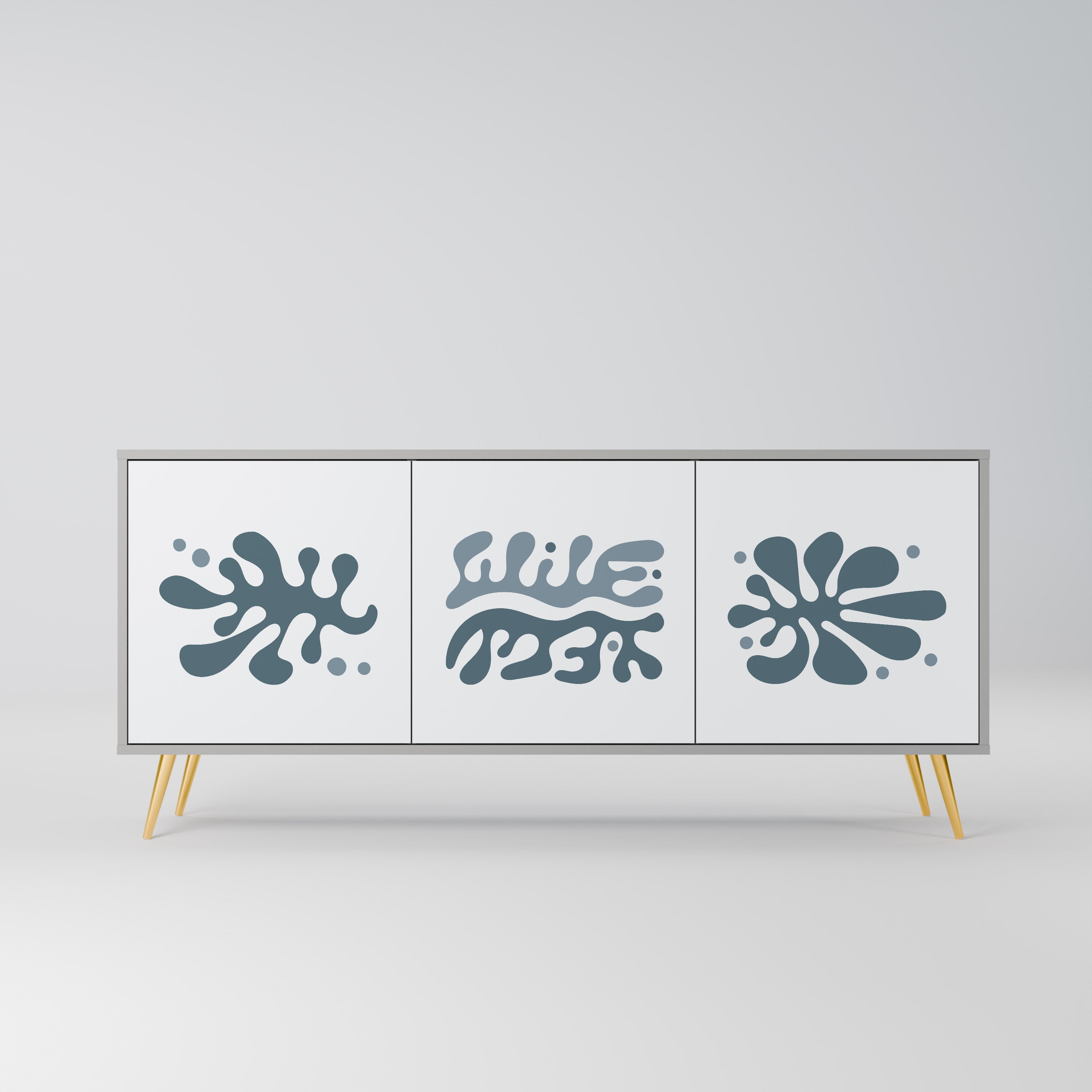 Buffet 3 portes WONDERLAND VEGETATION en finition grise