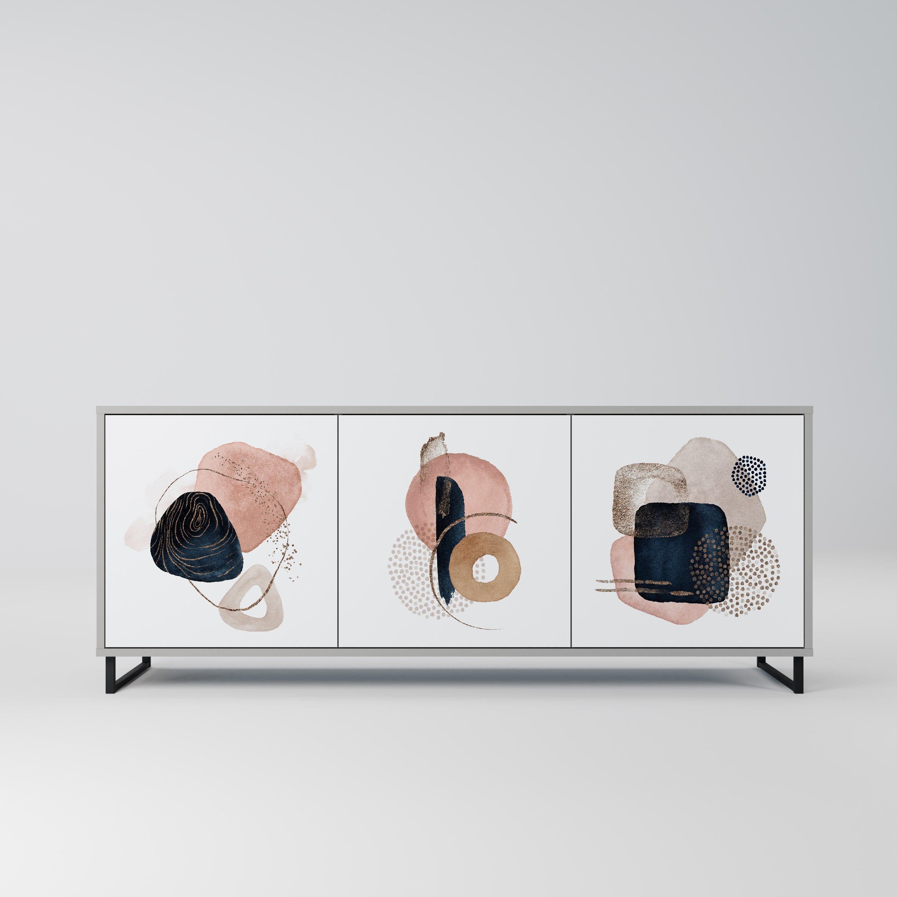 Buffet 3 portes COLORFUL SHAPES en finition grise