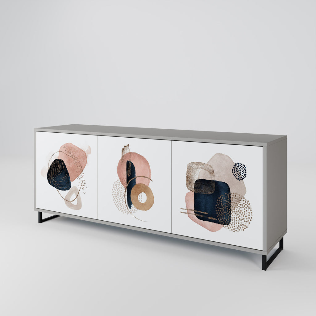 Buffet 3 portes COLORFUL SHAPES en finition grise