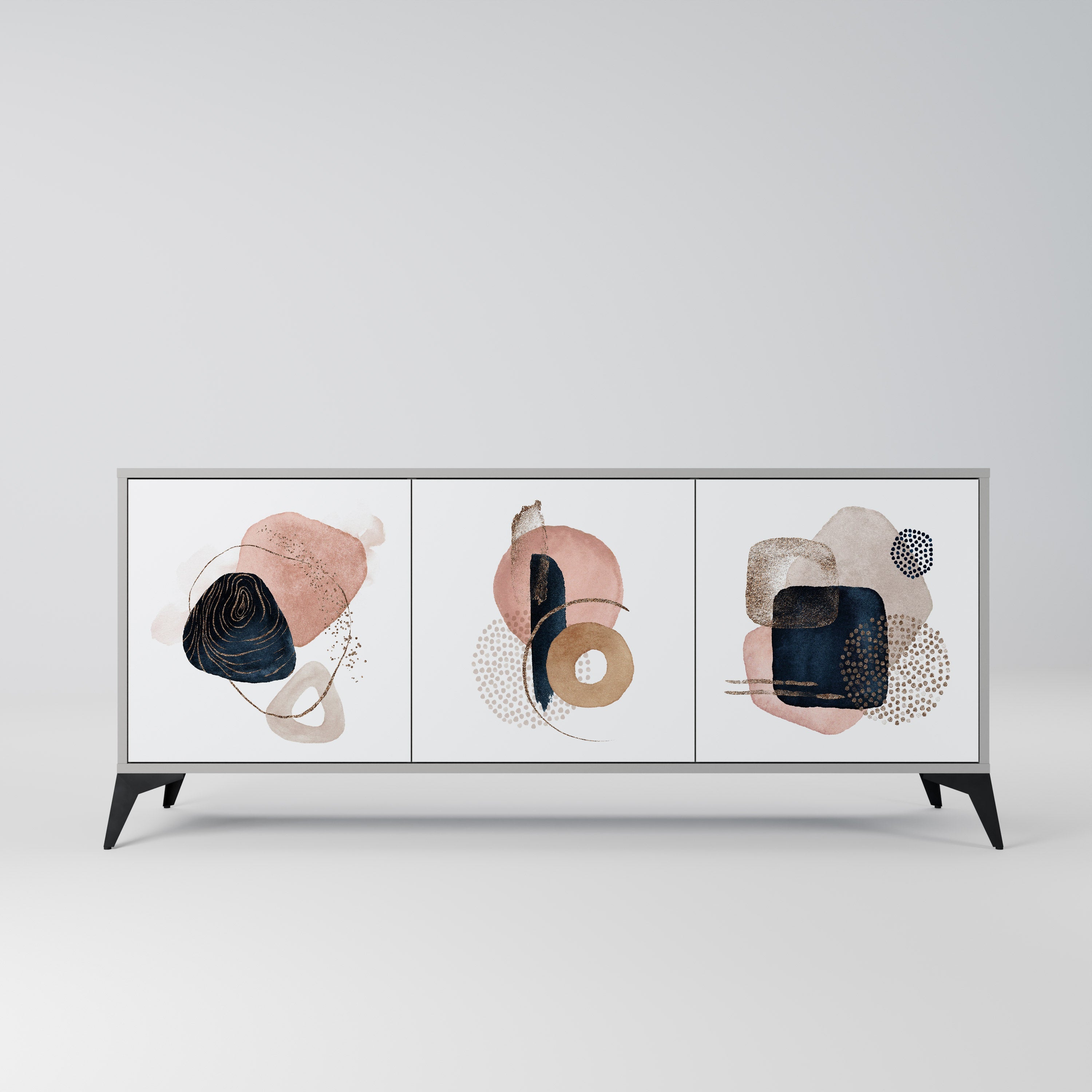 Buffet 3 portes COLORFUL SHAPES en finition grise