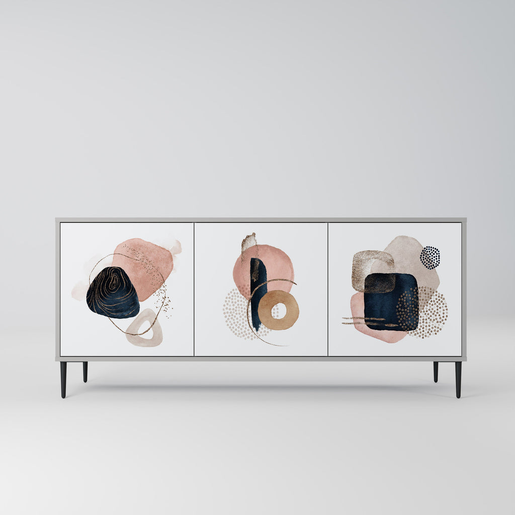 Buffet 3 portes COLORFUL SHAPES en finition grise