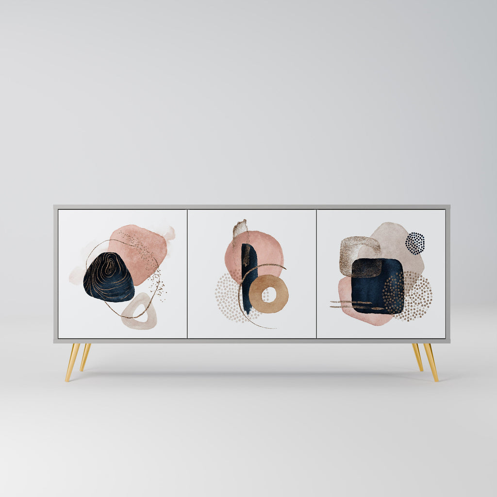 Buffet 3 portes COLORFUL SHAPES en finition grise