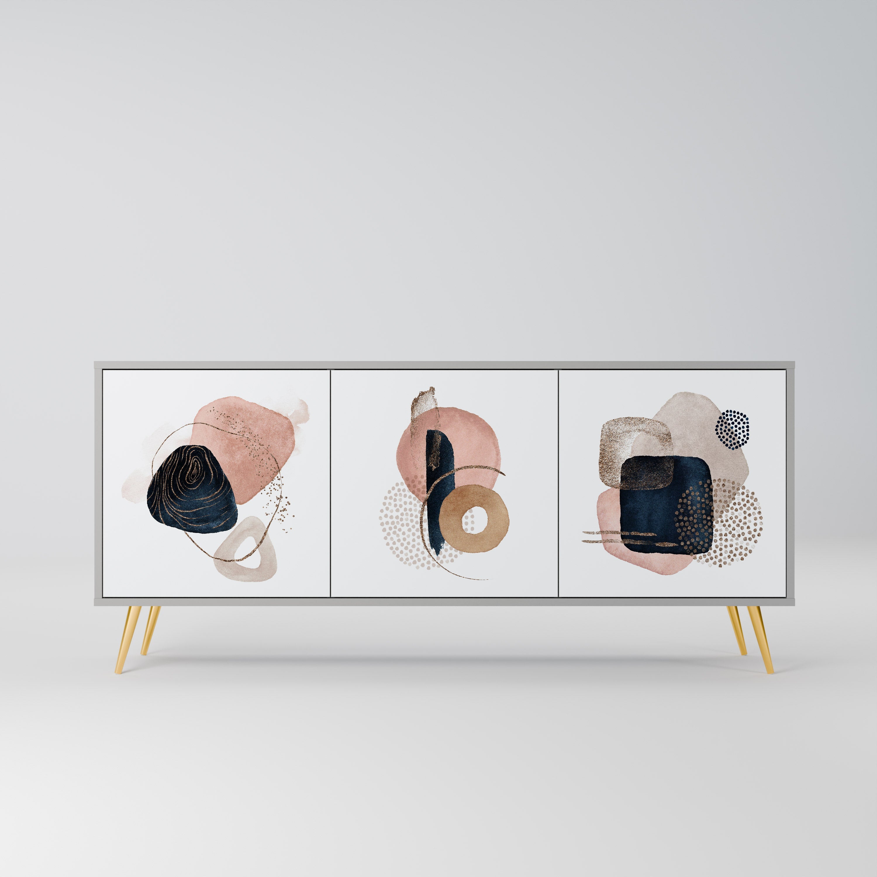 Buffet 3 portes COLORFUL SHAPES en finition grise