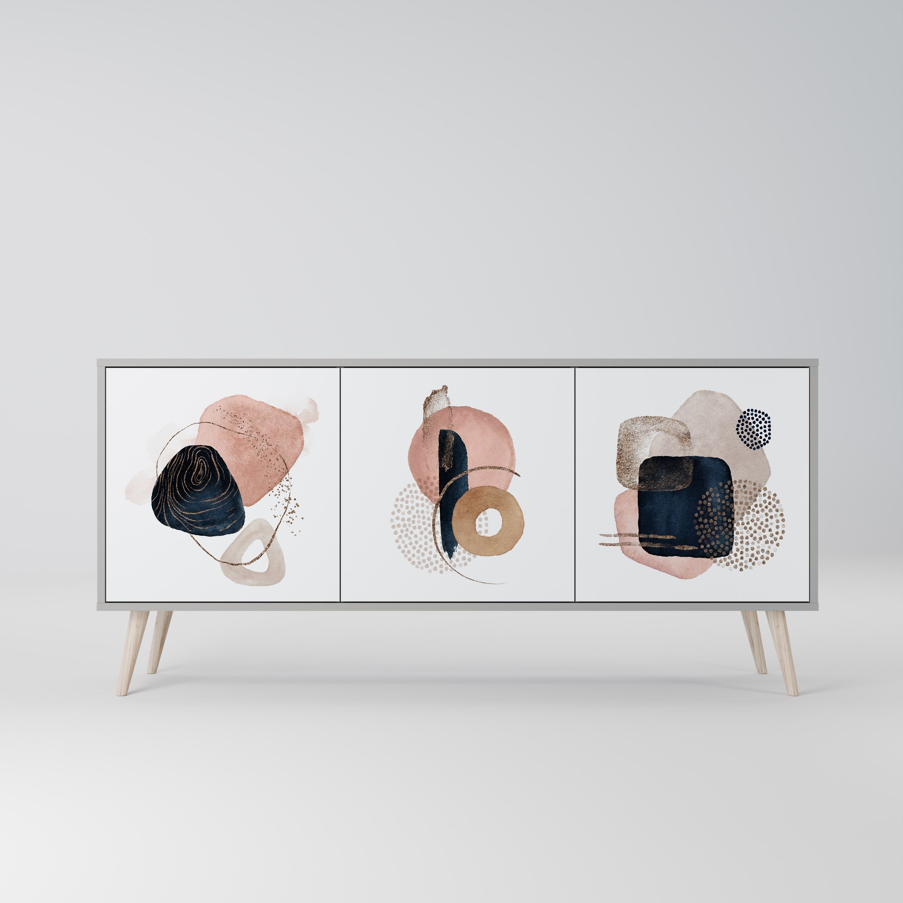 Buffet 3 portes COLORFUL SHAPES en finition grise