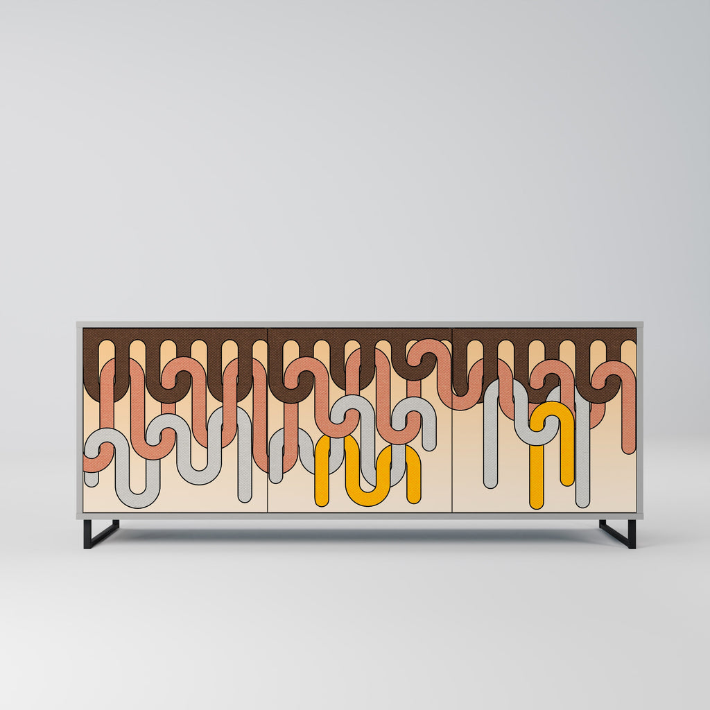 Buffet 3 portes COLORFUL STRINGS en finition grise