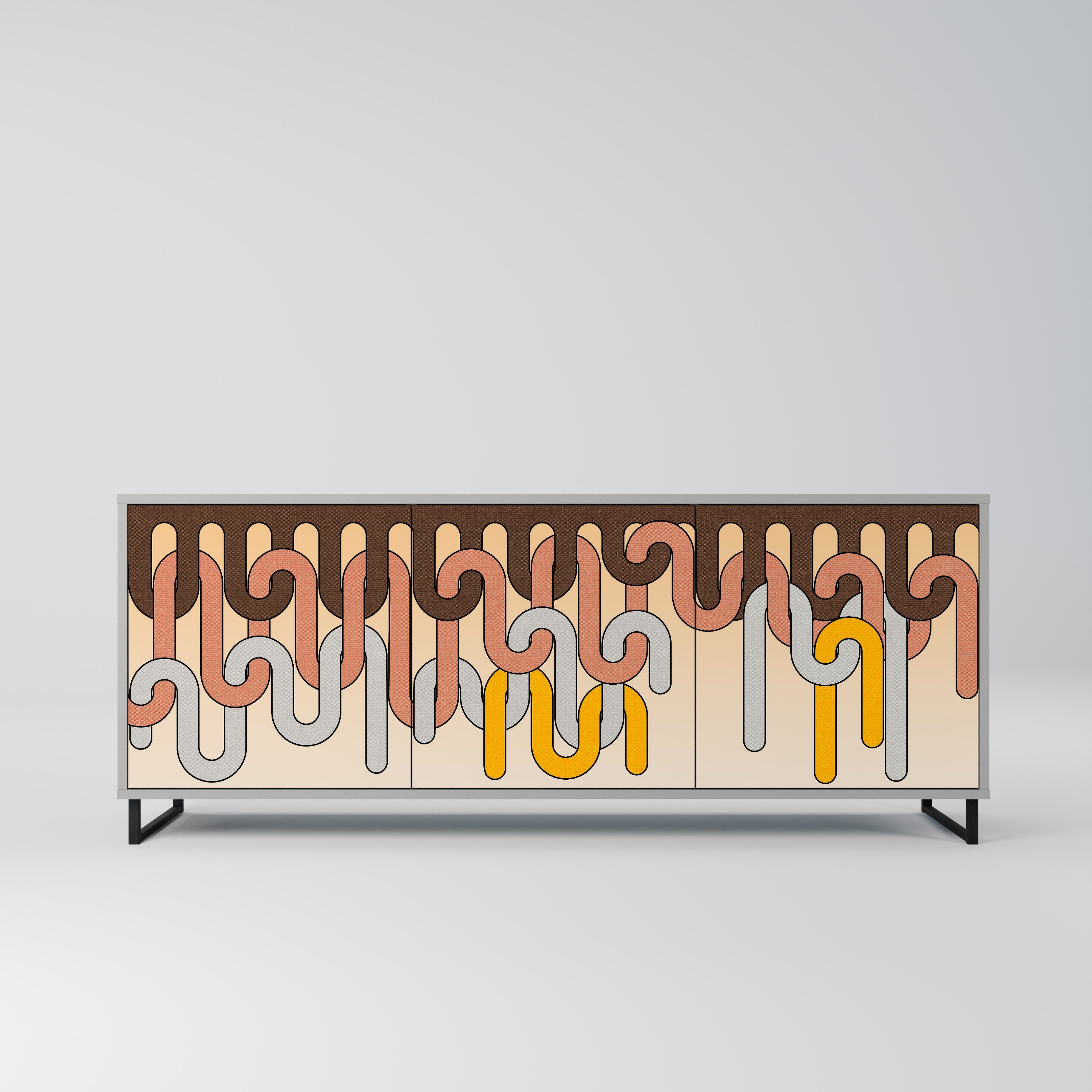 Buffet 3 portes COLORFUL STRINGS en finition grise