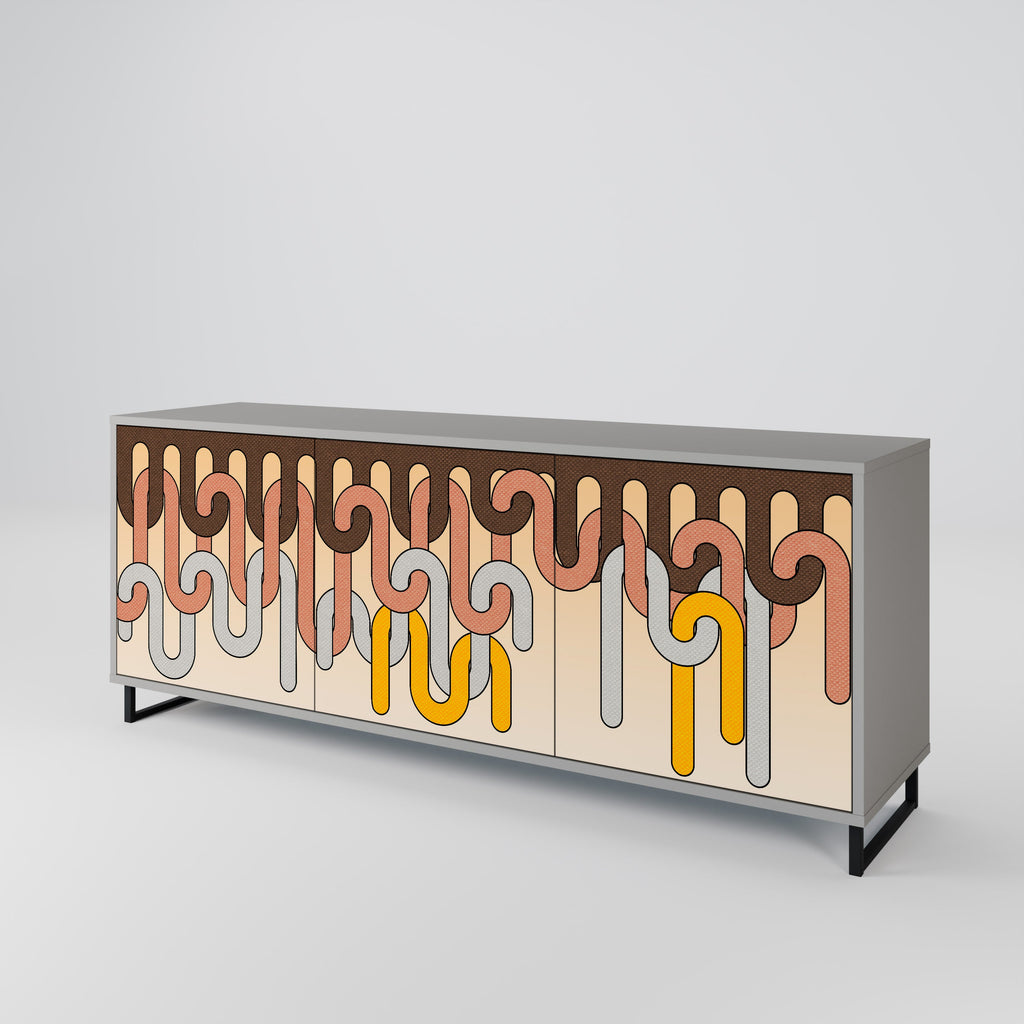 Buffet 3 portes COLORFUL STRINGS en finition grise