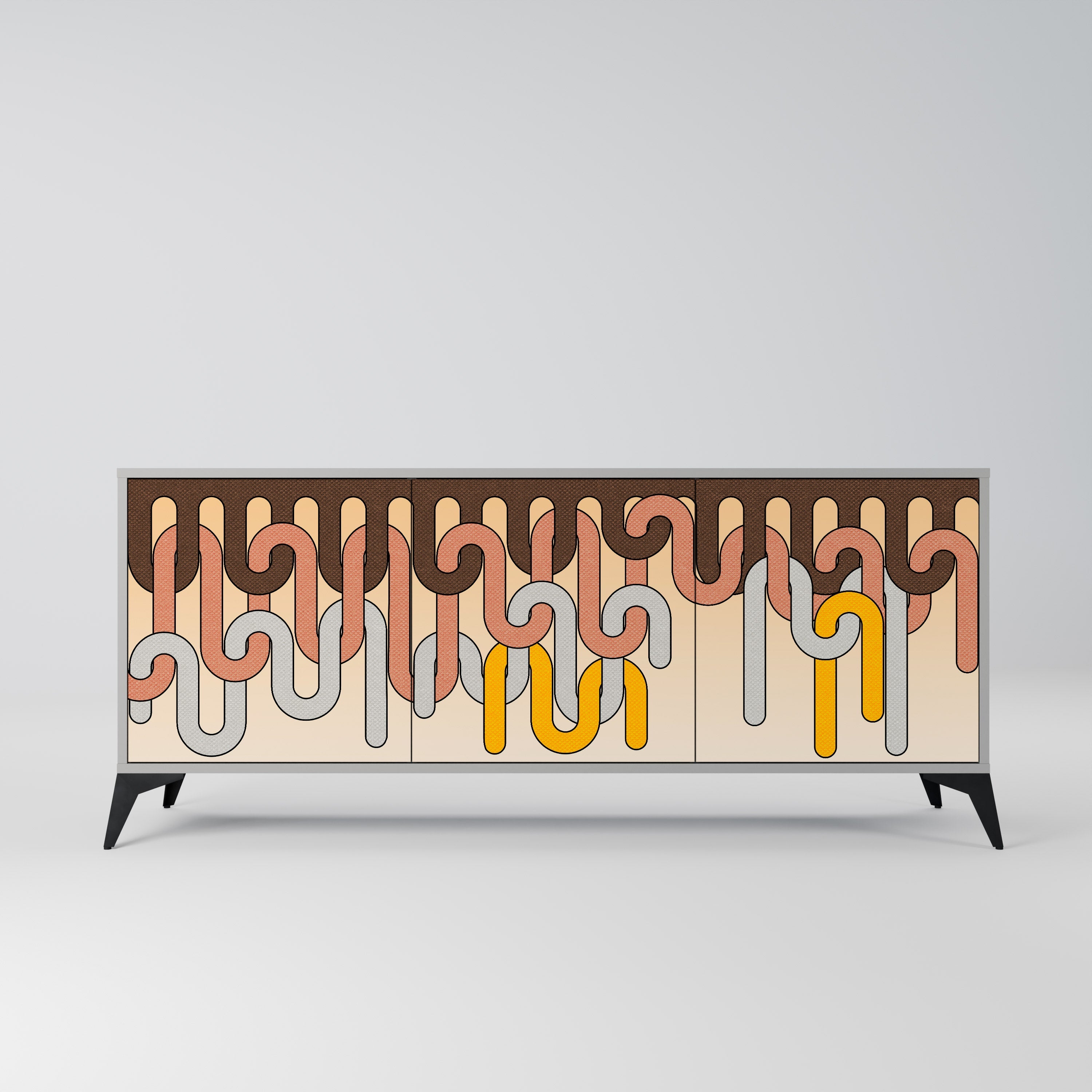 Buffet 3 portes COLORFUL STRINGS en finition grise