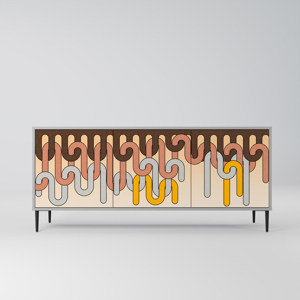 Buffet 3 portes COLORFUL STRINGS en finition grise