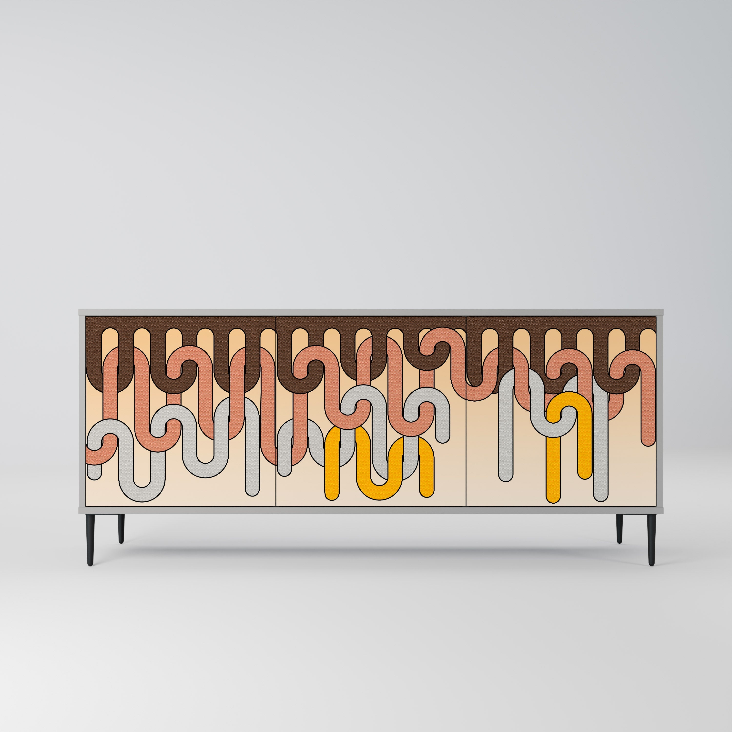 Buffet 3 portes COLORFUL STRINGS en finition grise