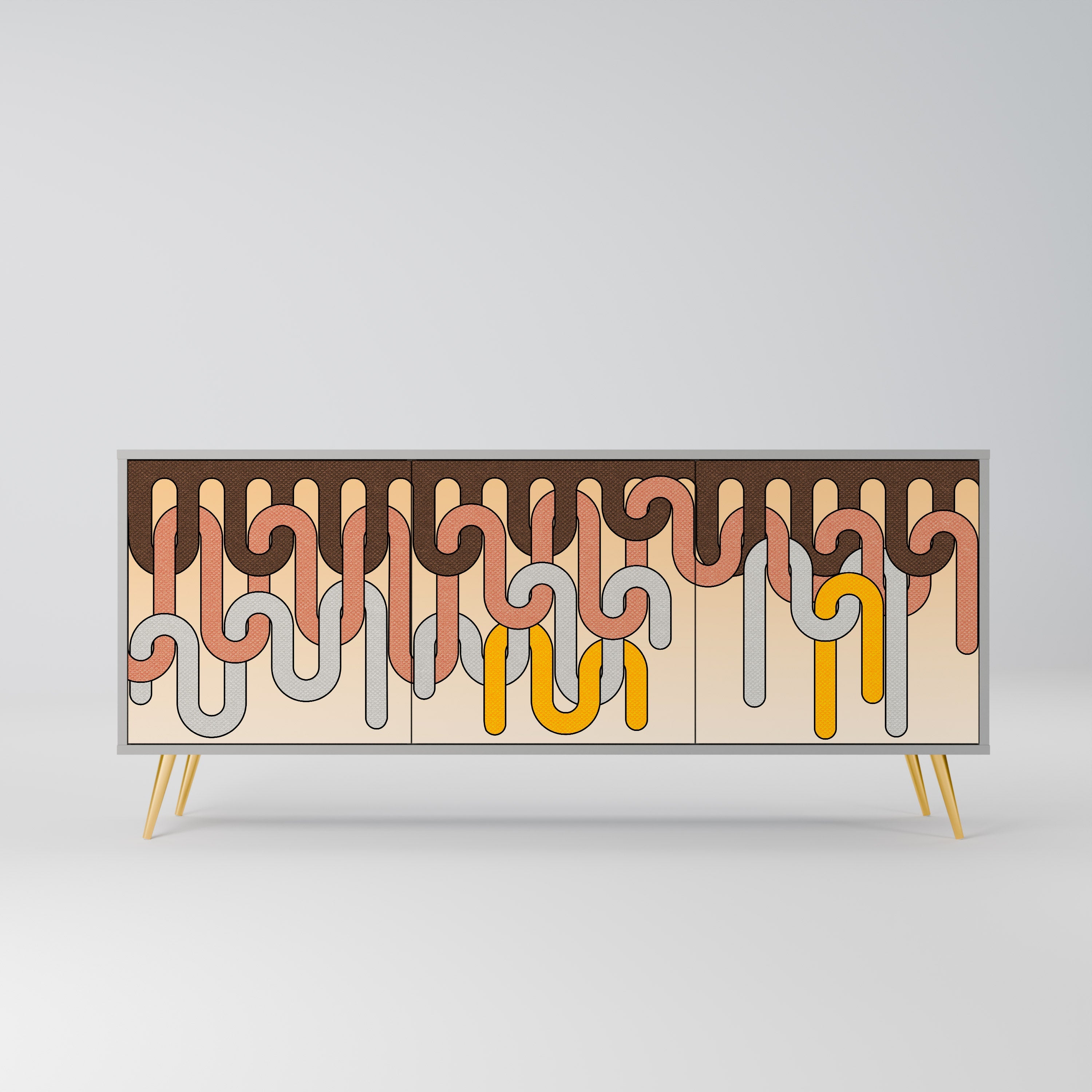 Buffet 3 portes COLORFUL STRINGS en finition grise