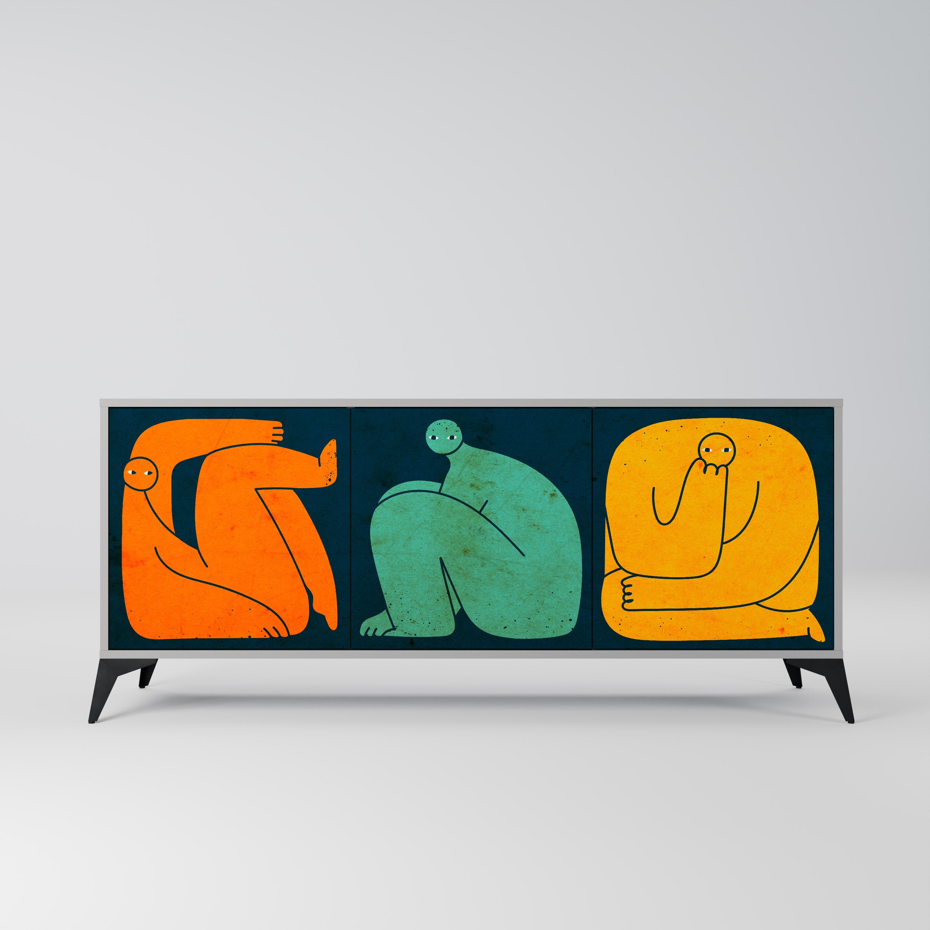 Buffet 3 portes TOGETHER MAIS SÉPARÉMENT en finition grise