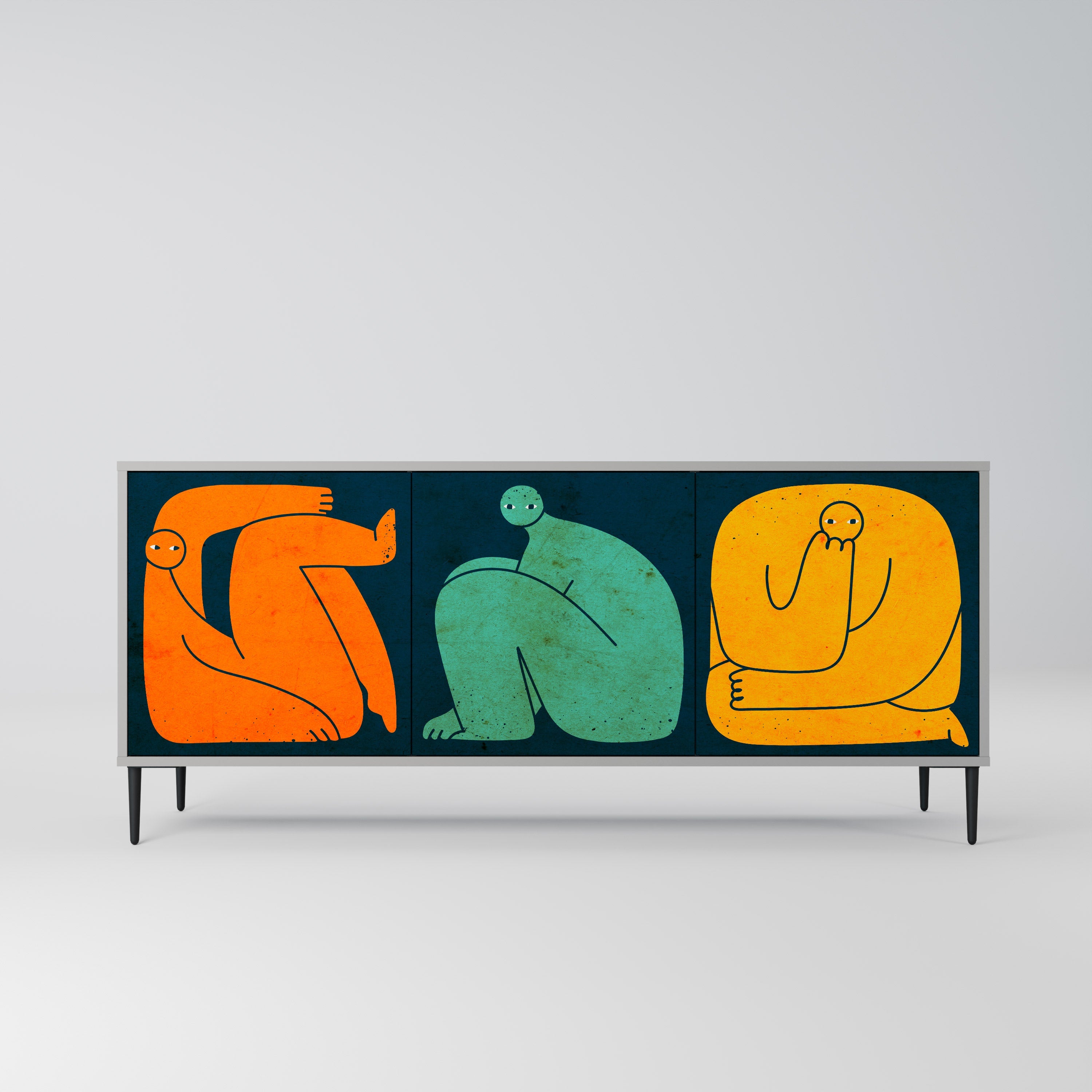 Buffet 3 portes TOGETHER MAIS SÉPARÉMENT en finition grise