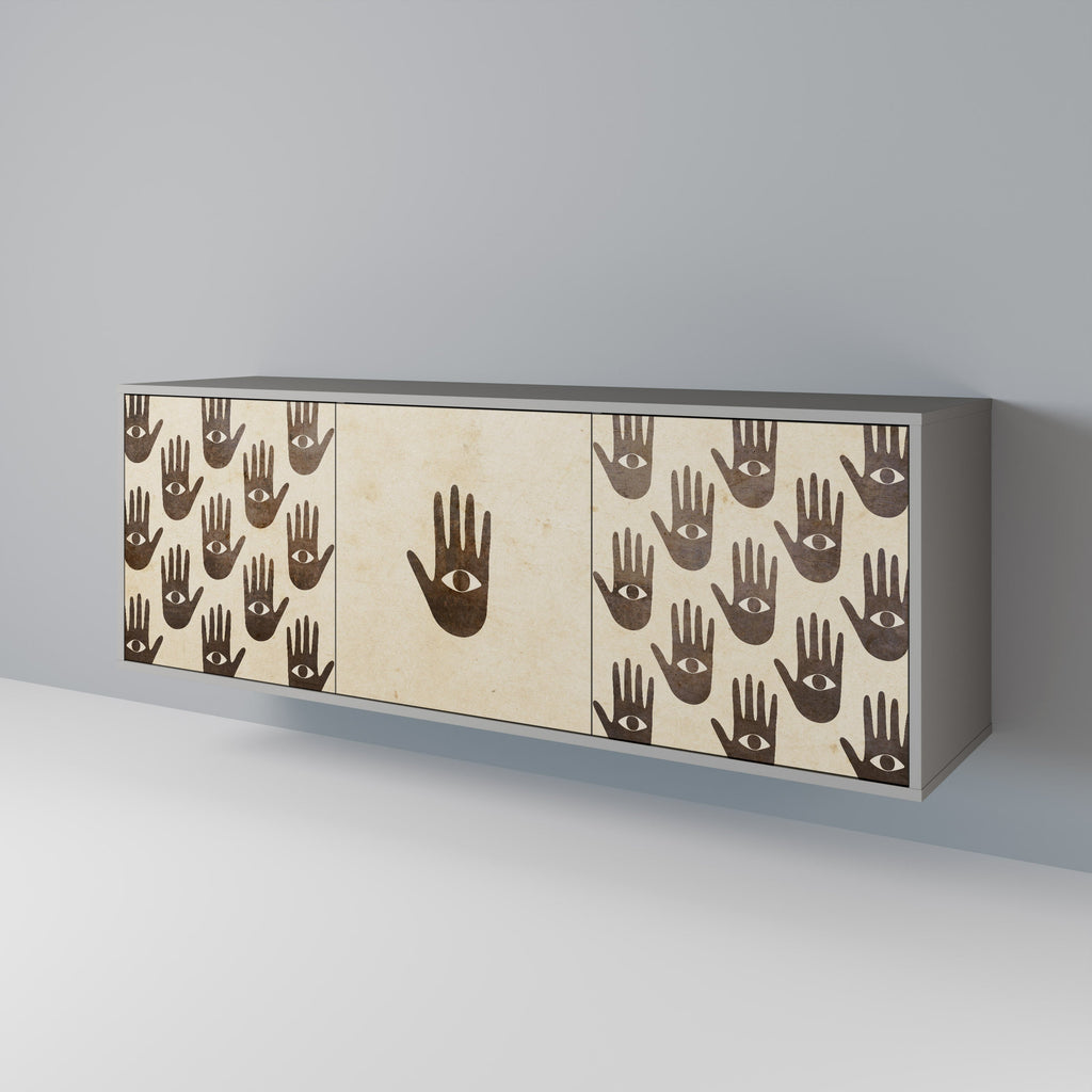 VOIR PLUS Buffet 3 portes en finition grise