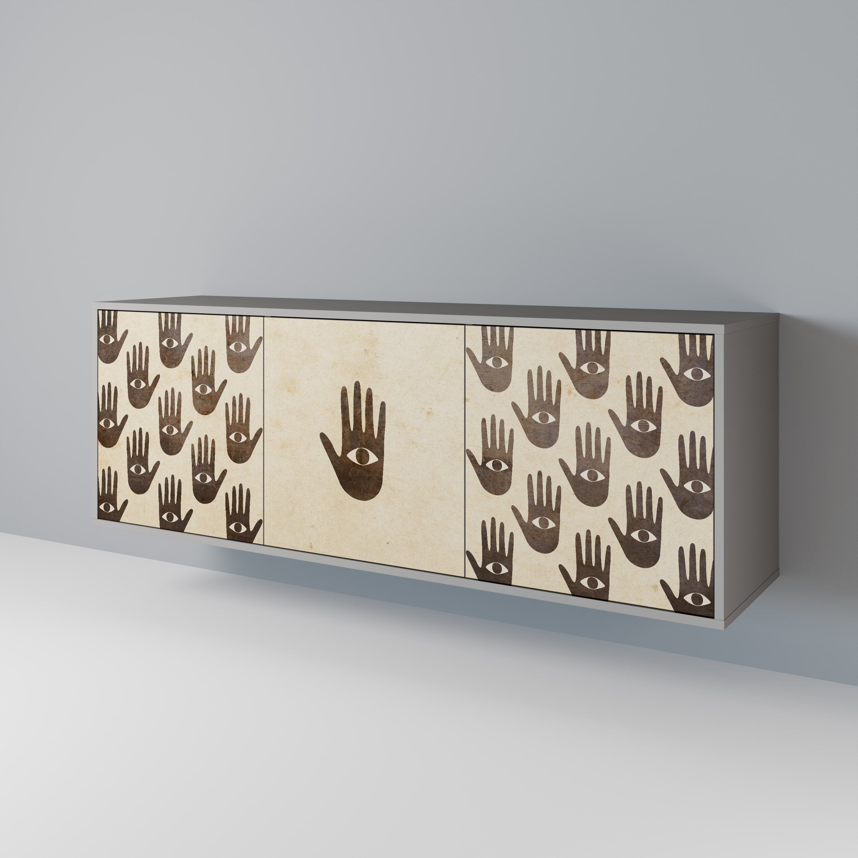 VOIR PLUS Buffet 3 portes en finition grise