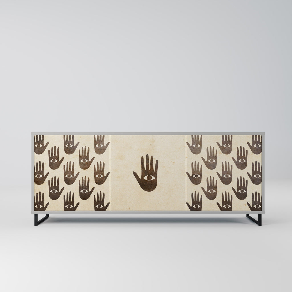 VOIR PLUS Buffet 3 portes en finition grise