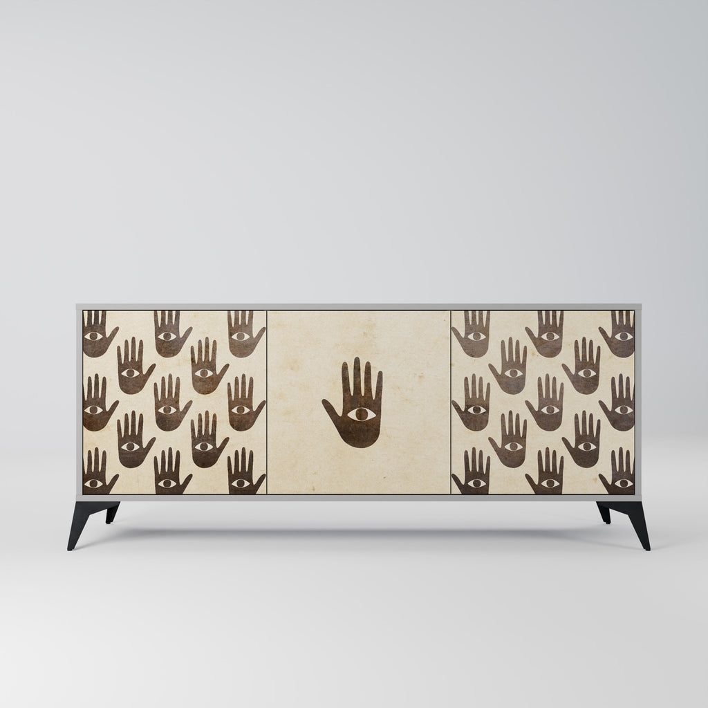 VOIR PLUS Buffet 3 portes en finition grise