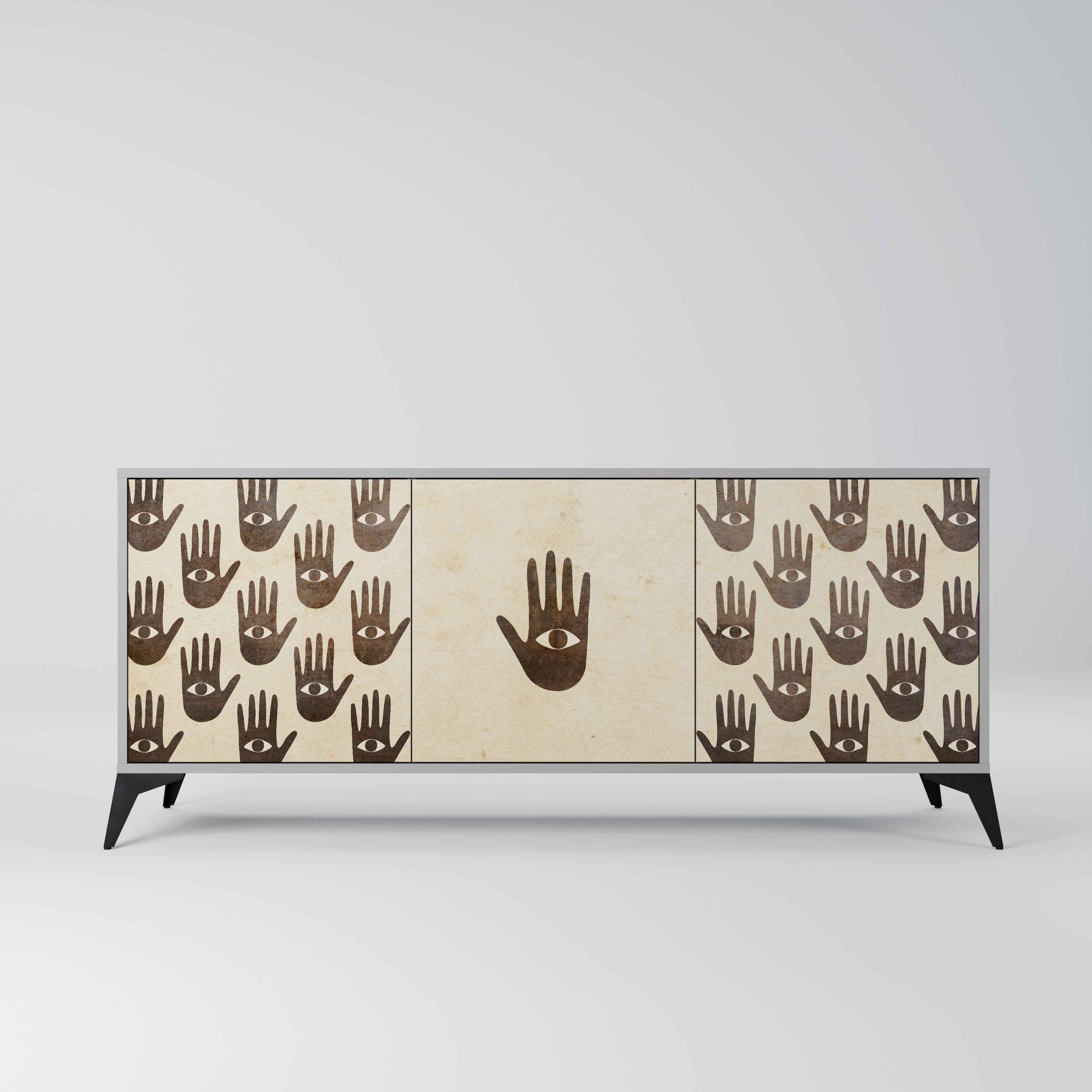 VOIR PLUS Buffet 3 portes en finition grise