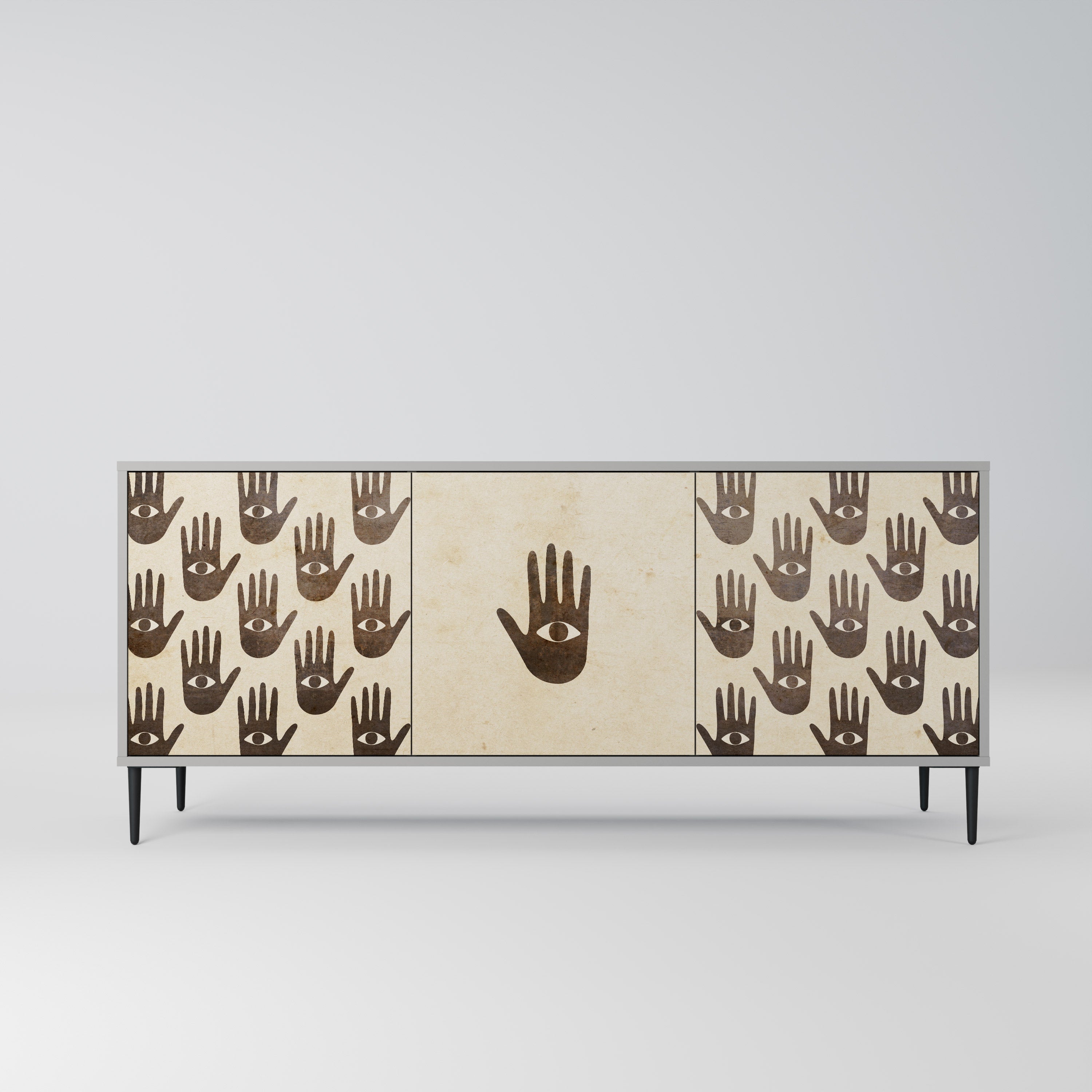 VOIR PLUS Buffet 3 portes en finition grise