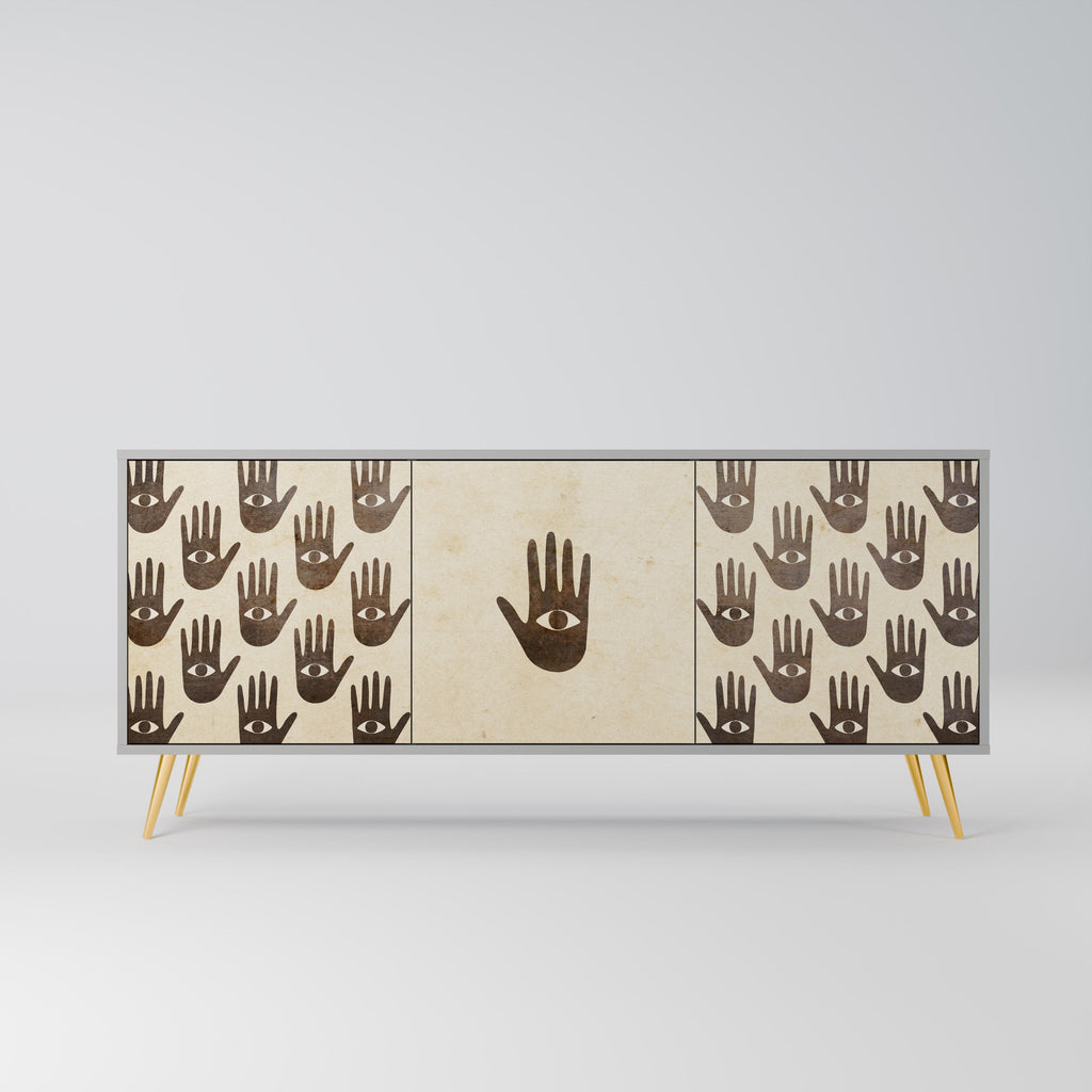 VOIR PLUS Buffet 3 portes en finition grise