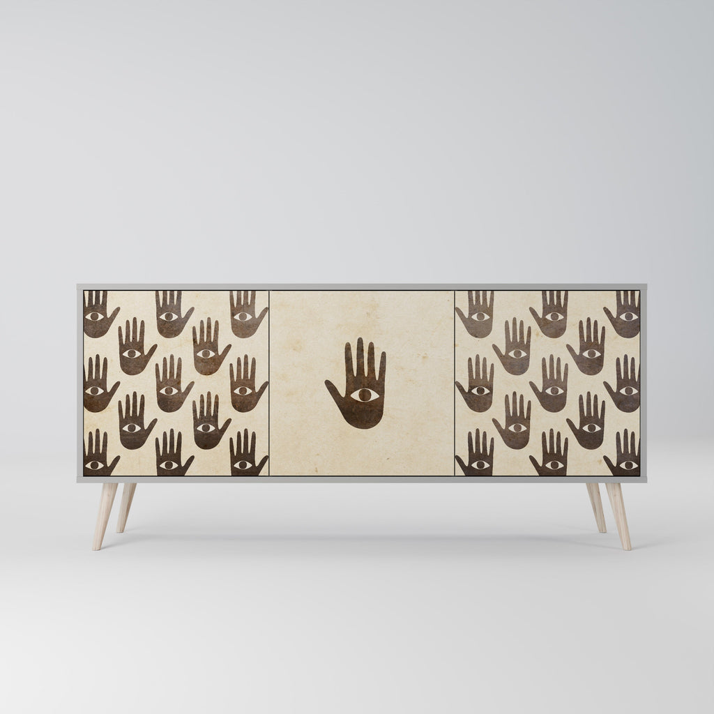 VOIR PLUS Buffet 3 portes en finition grise