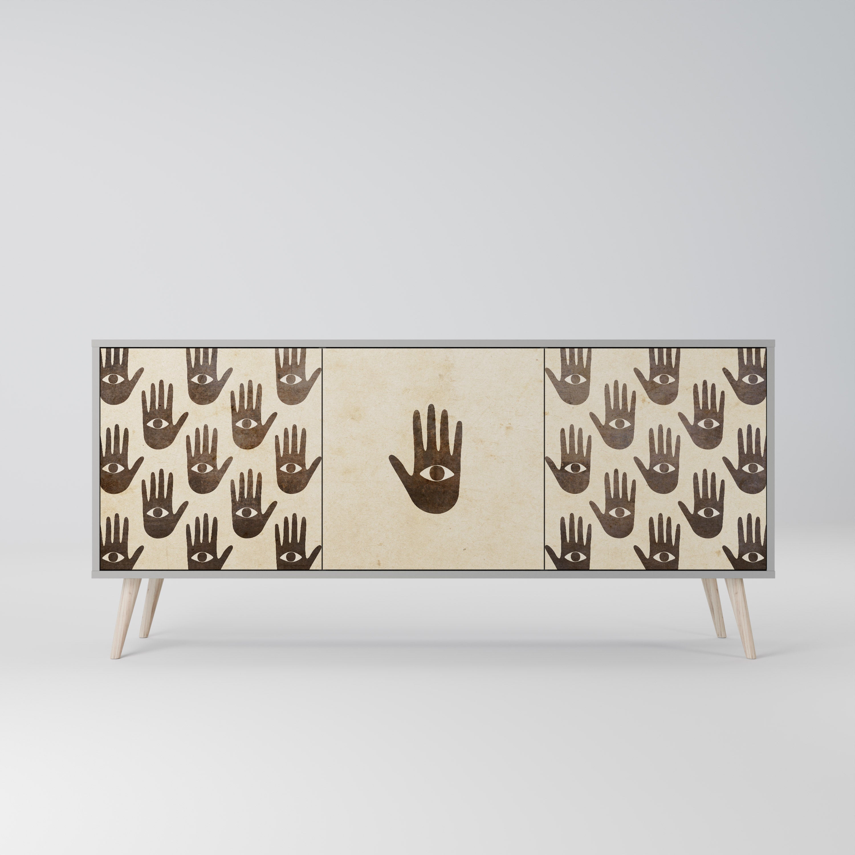 VOIR PLUS Buffet 3 portes en finition grise