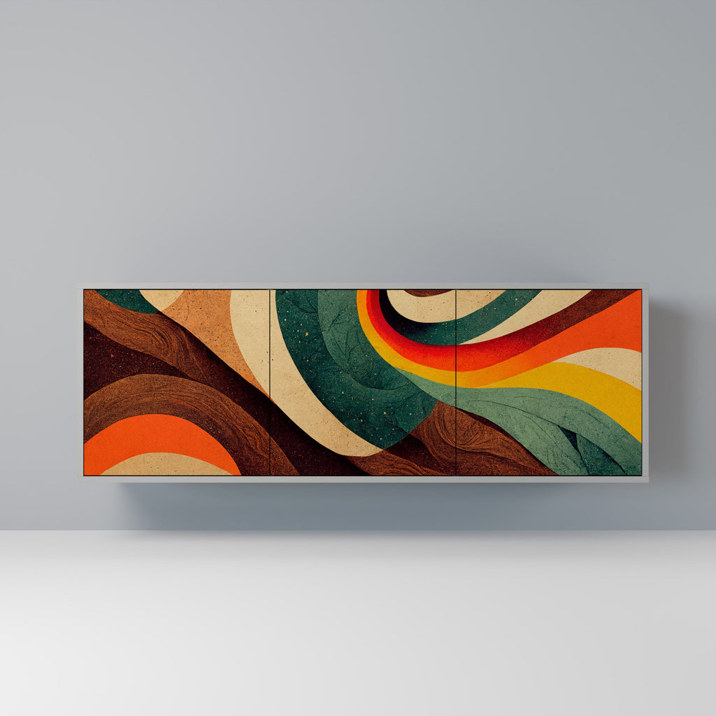 Buffet 3 portes COLORFUL STRANDS finition grise