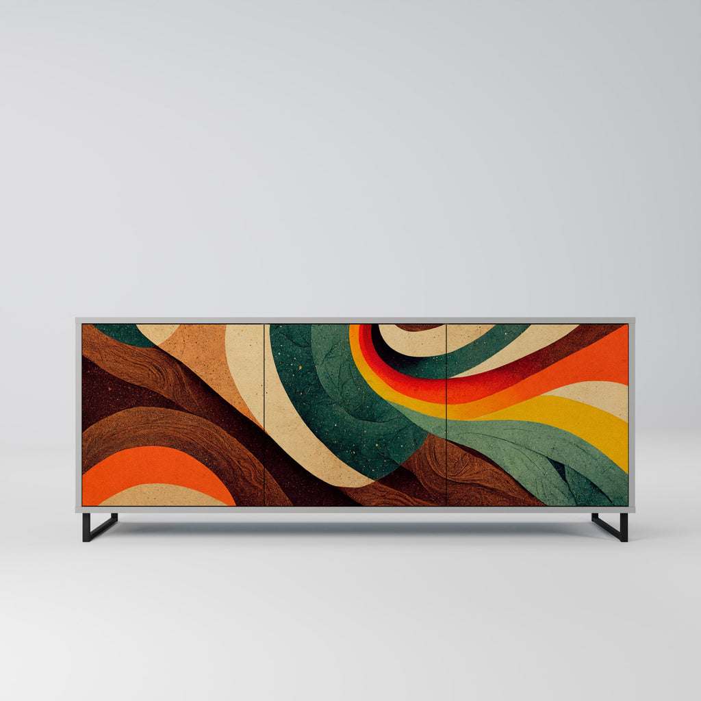 Buffet 3 portes COLORFUL STRANDS finition grise