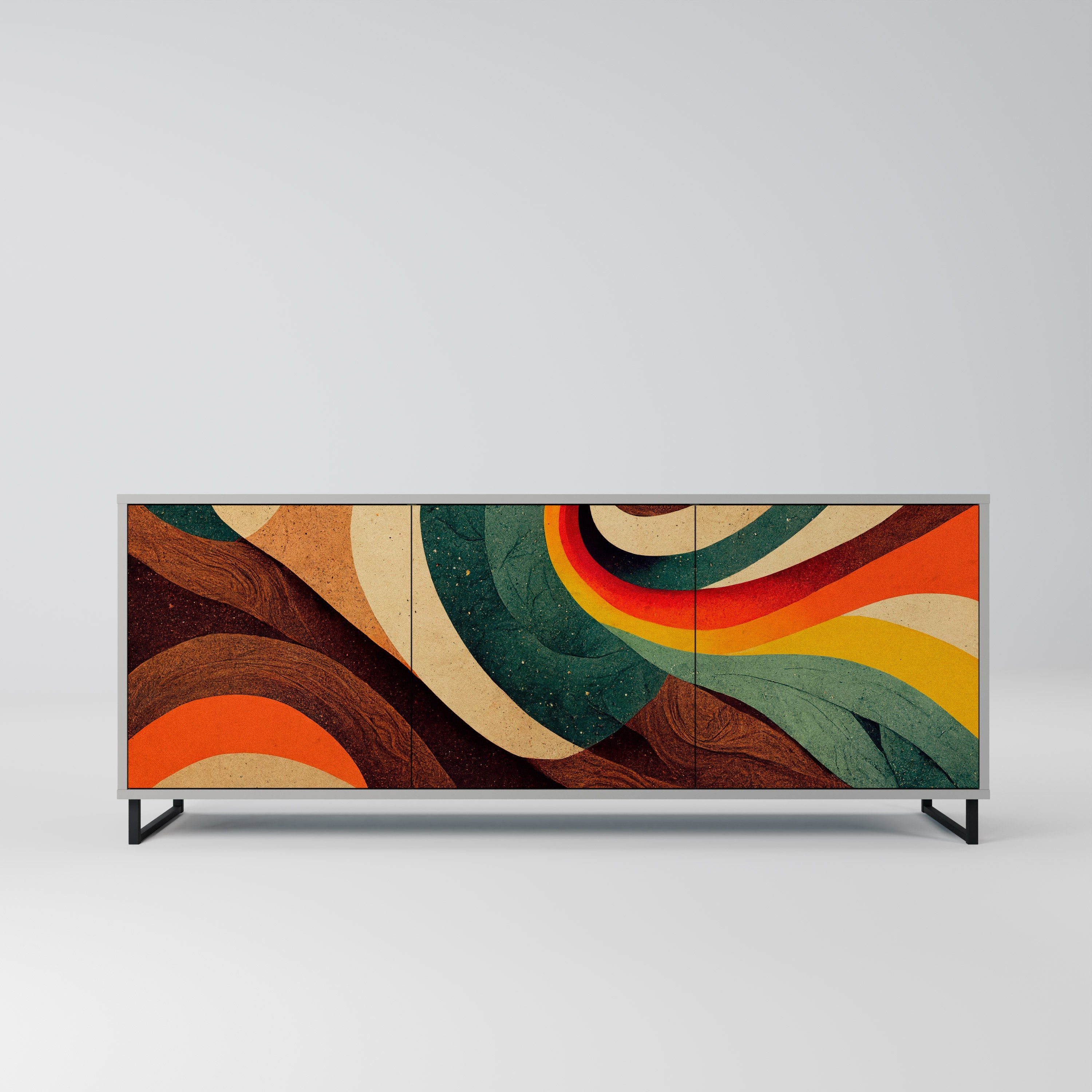 Buffet 3 portes COLORFUL STRANDS finition grise