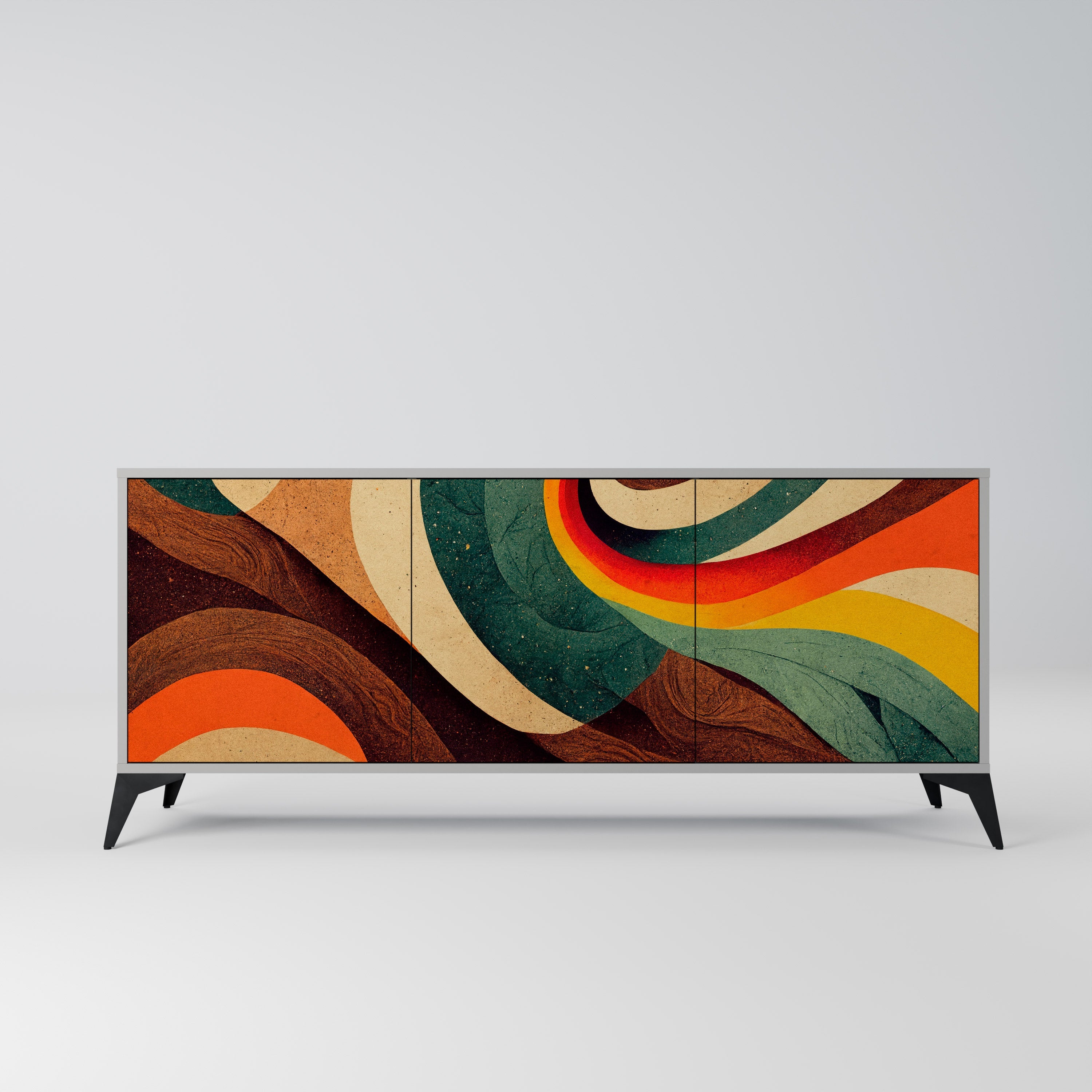 Buffet 3 portes COLORFUL STRANDS finition grise