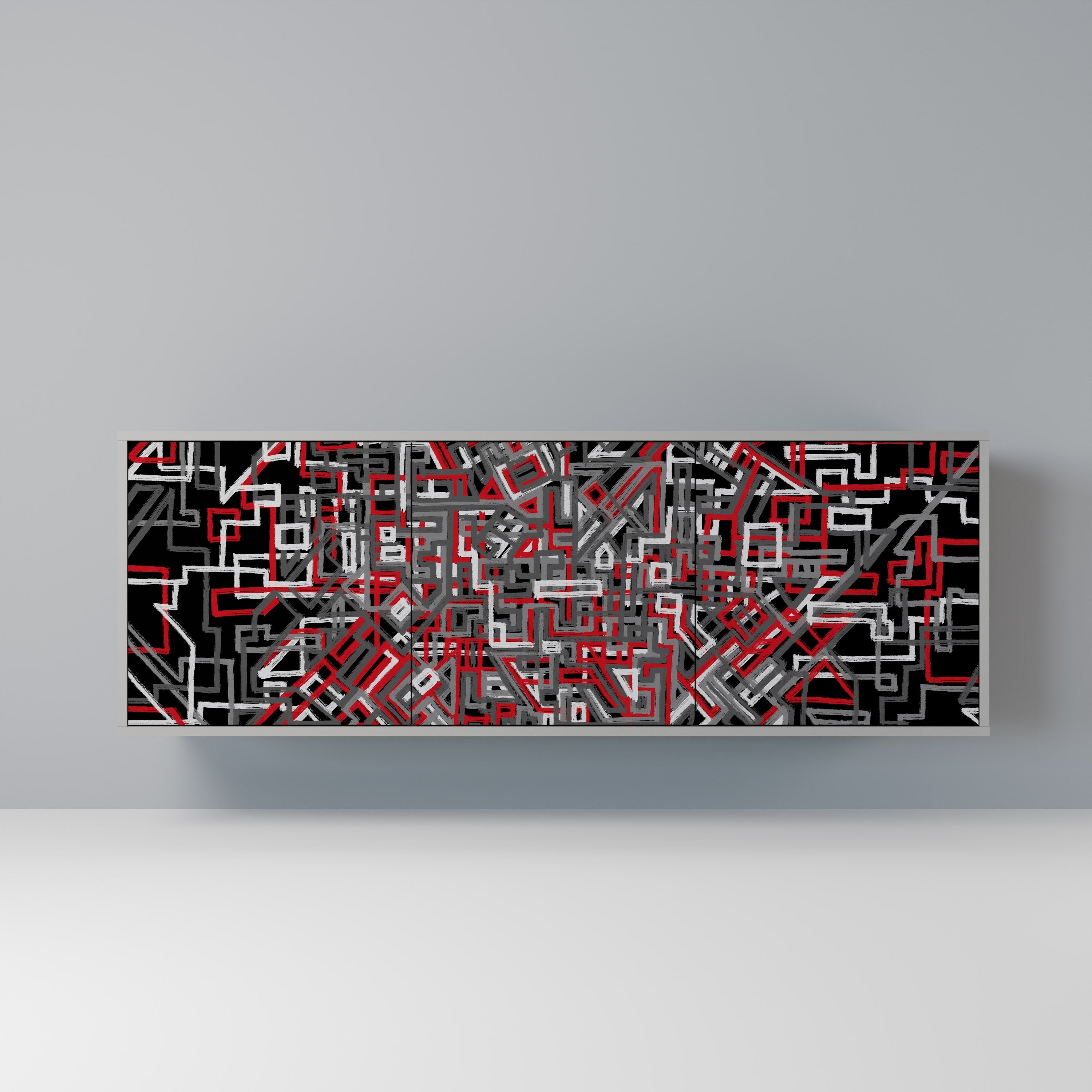 Buffet 3 portes BROKEN LINES finition grise