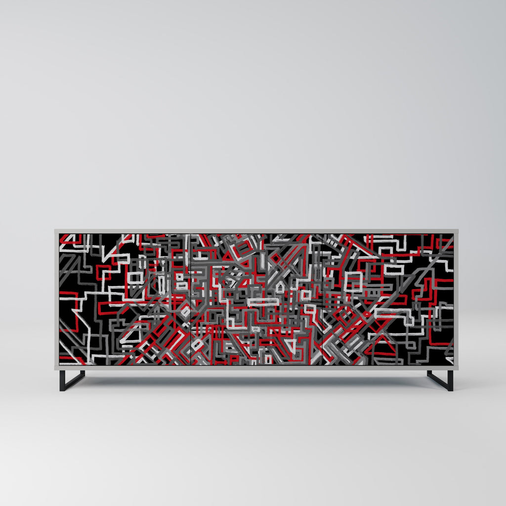 Buffet 3 portes BROKEN LINES finition grise