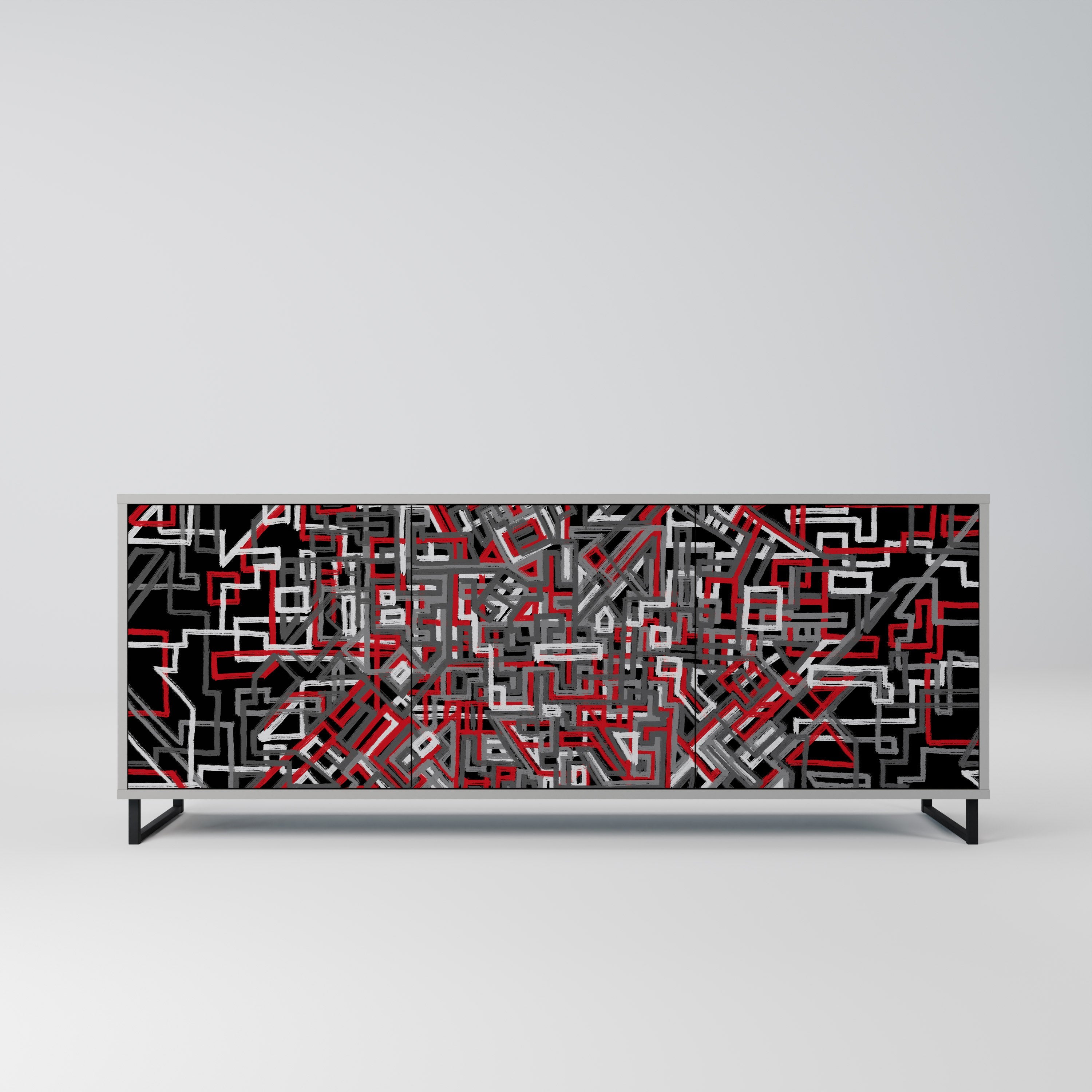 Buffet 3 portes BROKEN LINES finition grise