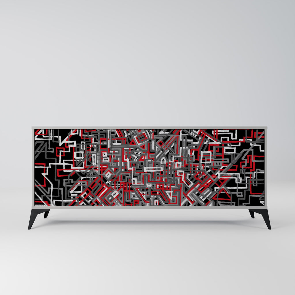 Buffet 3 portes BROKEN LINES finition grise